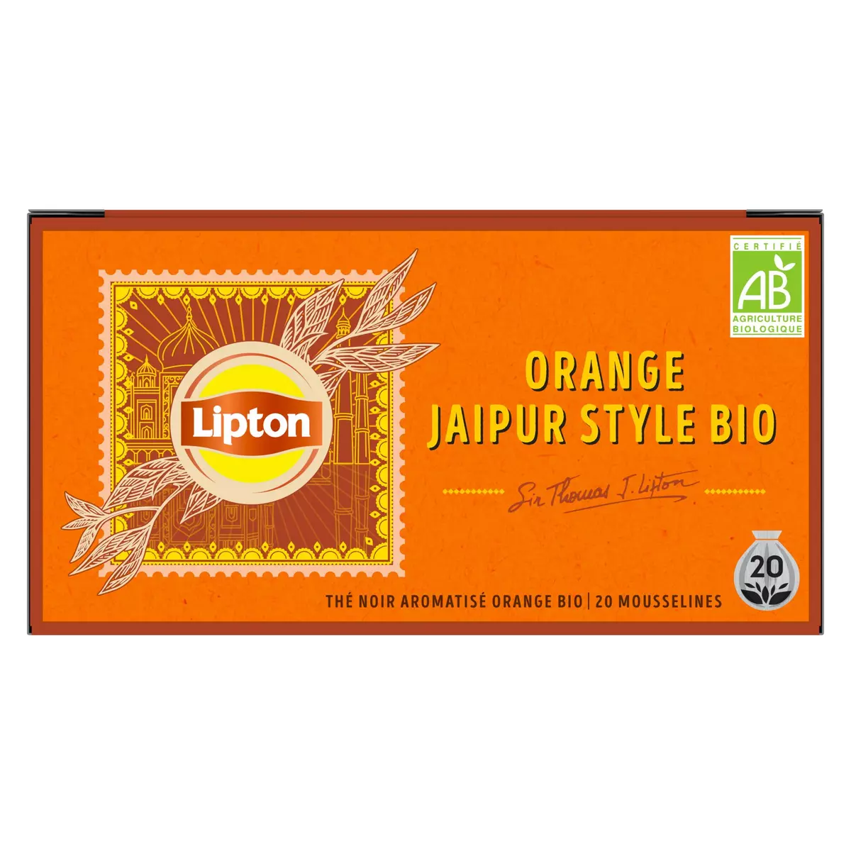 LIPTON Thé noir orange Jaipur bio 20 sachets