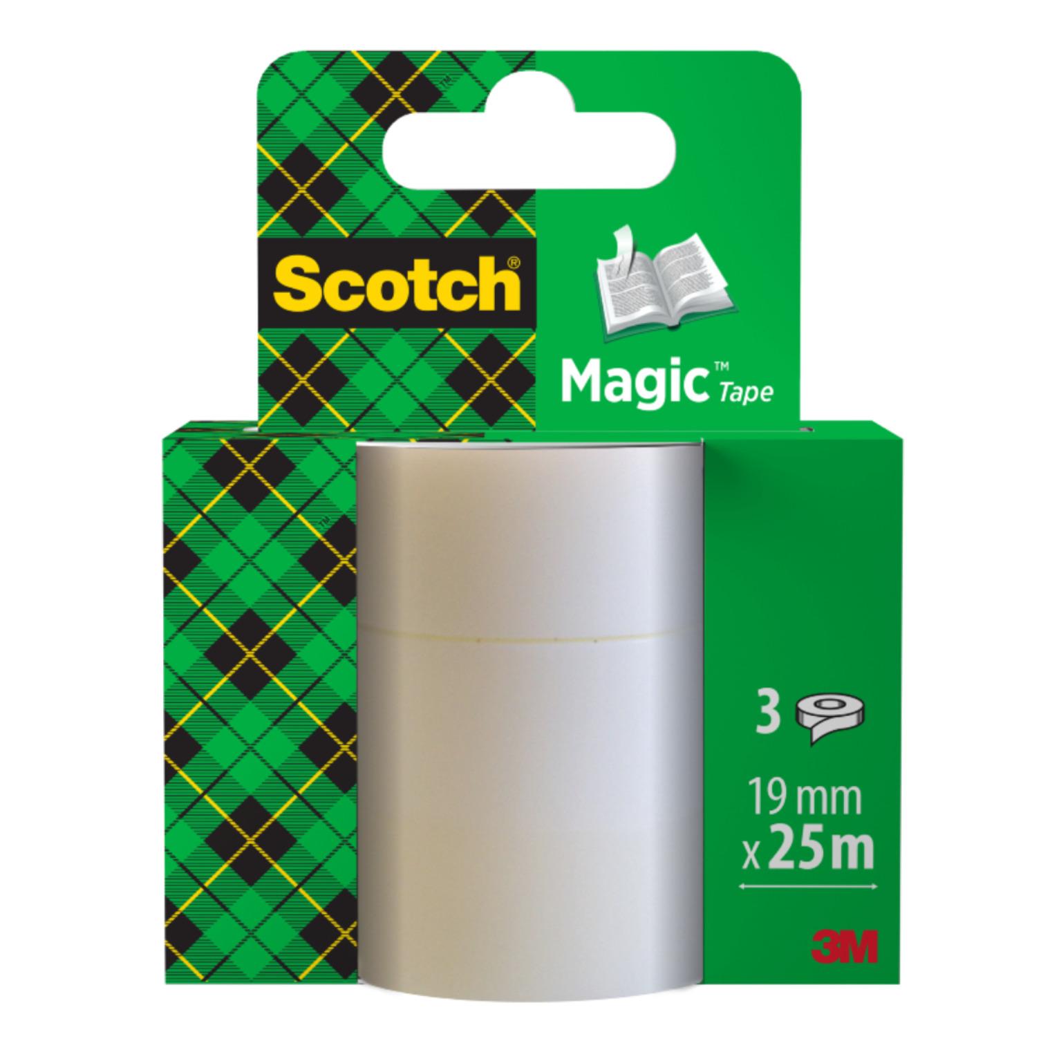 3M Lot de 3 recharges adhésif invisible 25M m Scotch