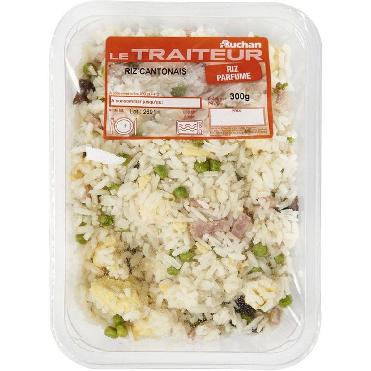 AUCHAN LE TRAITEUR Riz cantonais 1 part 300g