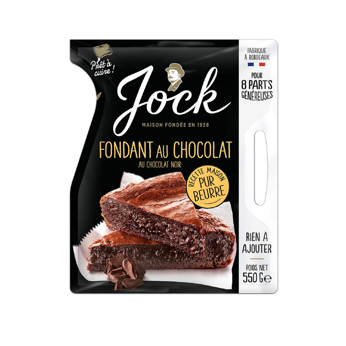 JOCK Fondant au chocolat noir recette pur beurre prêt à cuire 8 parts 550g