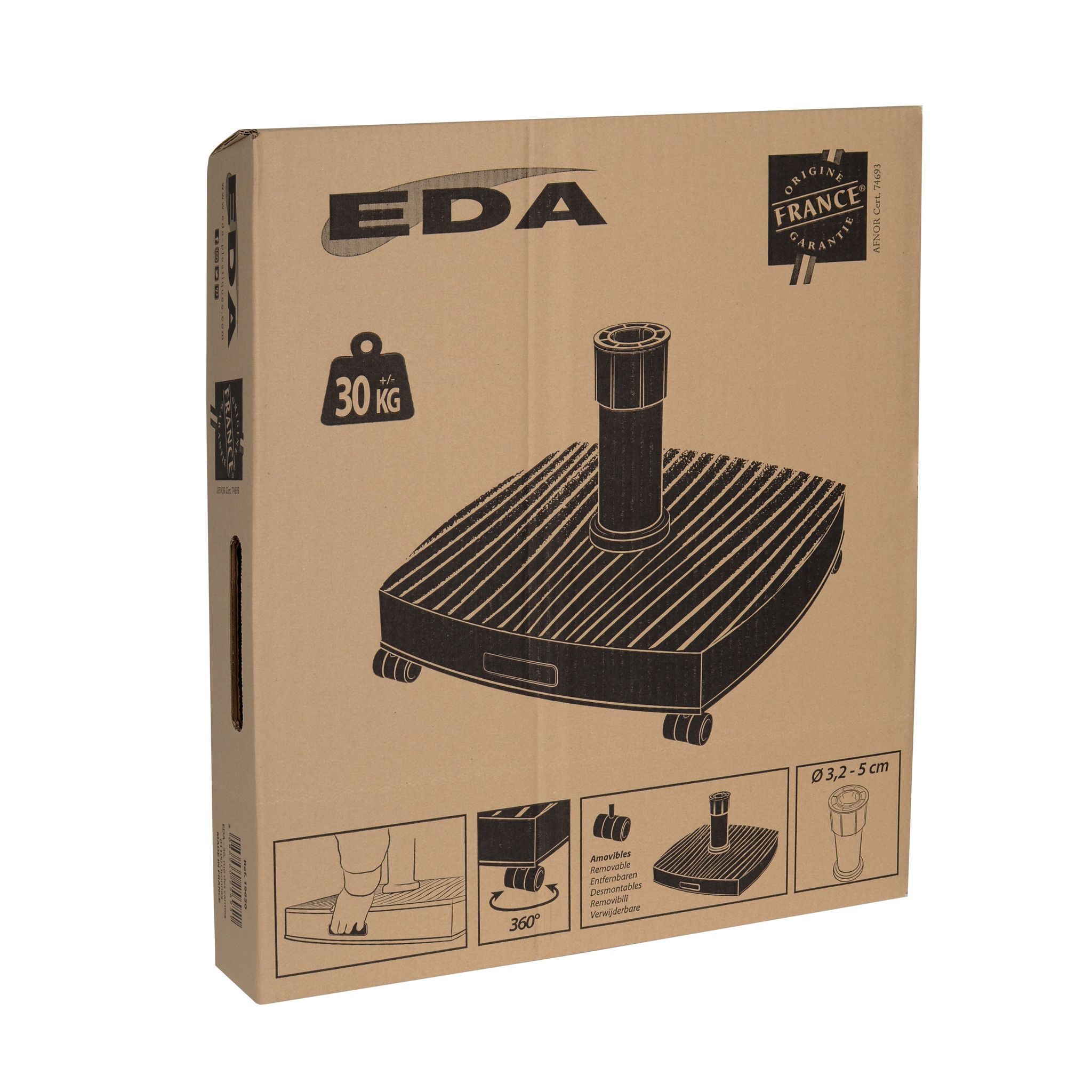 Voir la diapositive 2 : EDA PLASTIQUES Pied de Parasol Béton 30kg - Gris foncé