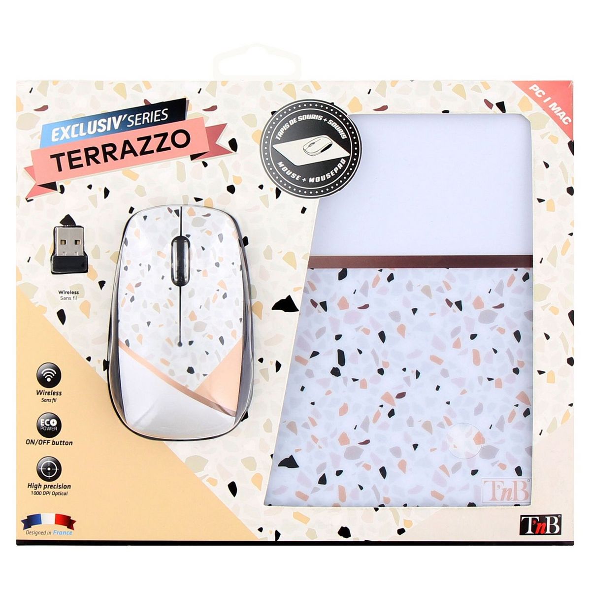 TNB BUNDLE avec Souris Sans Fil et Tapis assortis Terrazzo