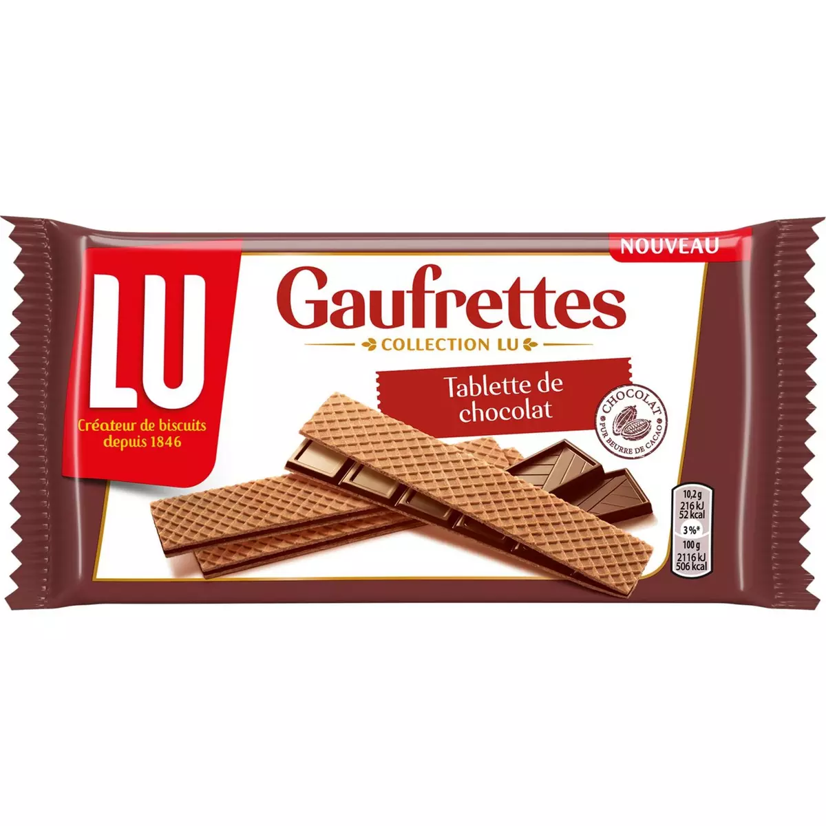 LU Gaufrettes fourrées avec une tablette de chocolat noir 92g