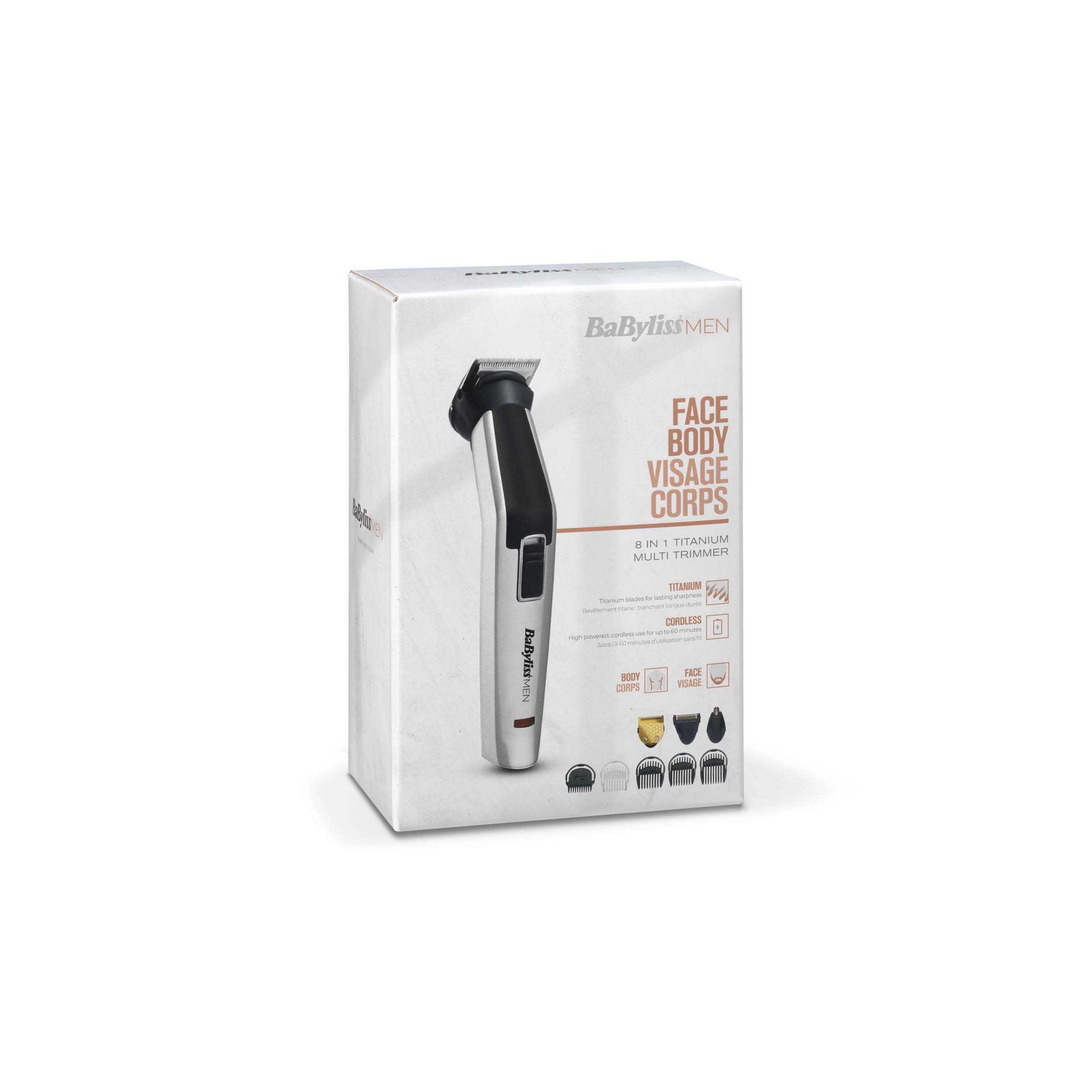 Voir la diapositive 4 : BABYLISS Tondeuse visage et corps 8 en 1 MT726E - Gris