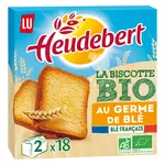 HEUDEBERT Biscottes bio au germe de blé français 2x18 biscottes 300g