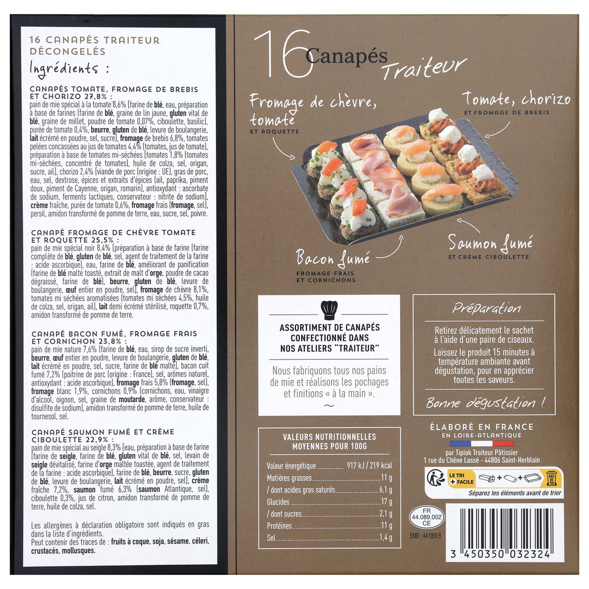 Voir la diapositive 2 : Canapés traiteur pour l'apéritif 16 pièces 115g