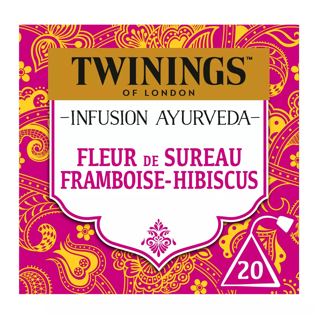 TWININGS Infusion ayurveda fleur de sureau framboise et hibiscus 20 sachets 36g