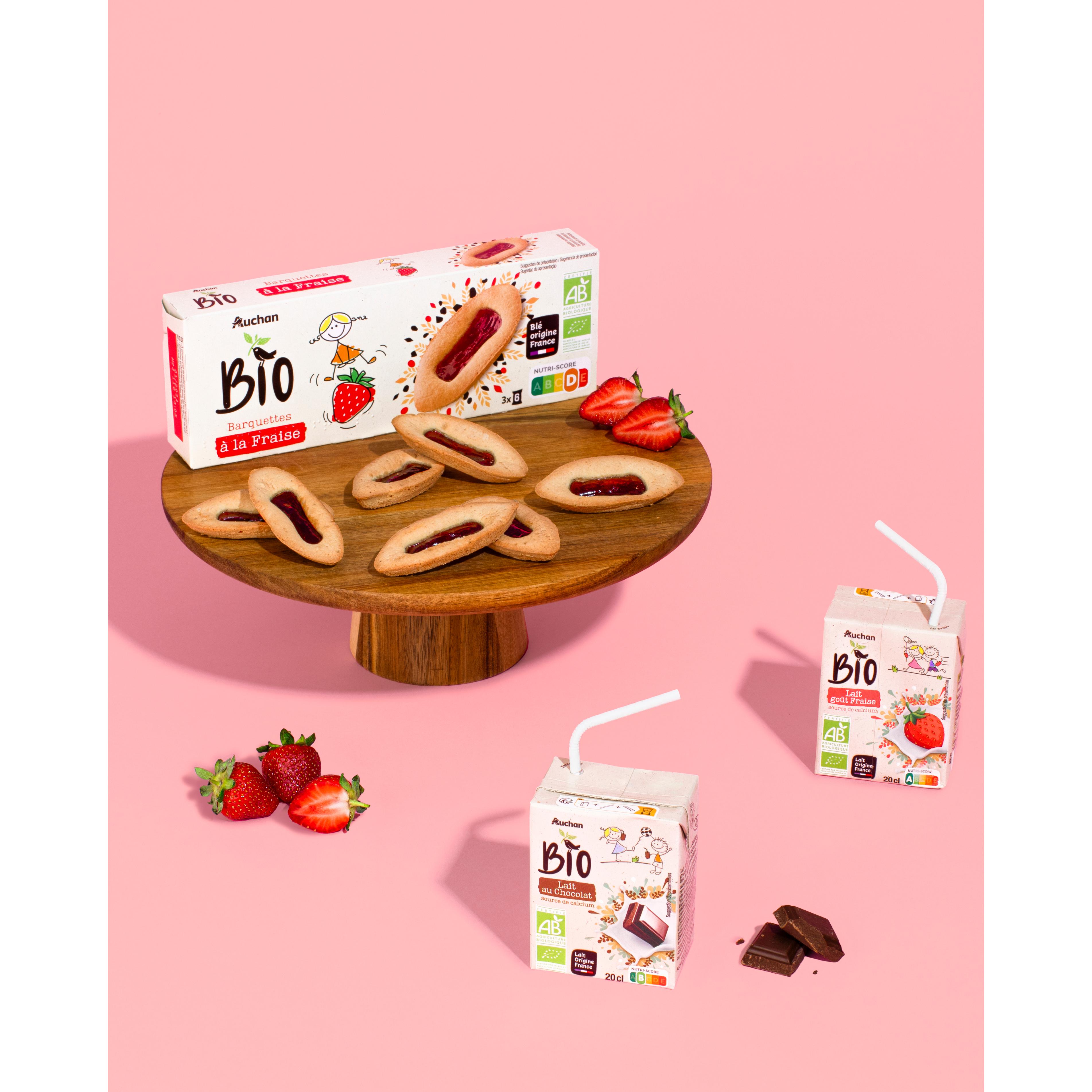 Voir la diapositive 3 : AUCHAN BIO Barquettes à la fraise 3x6 biscuits 120g