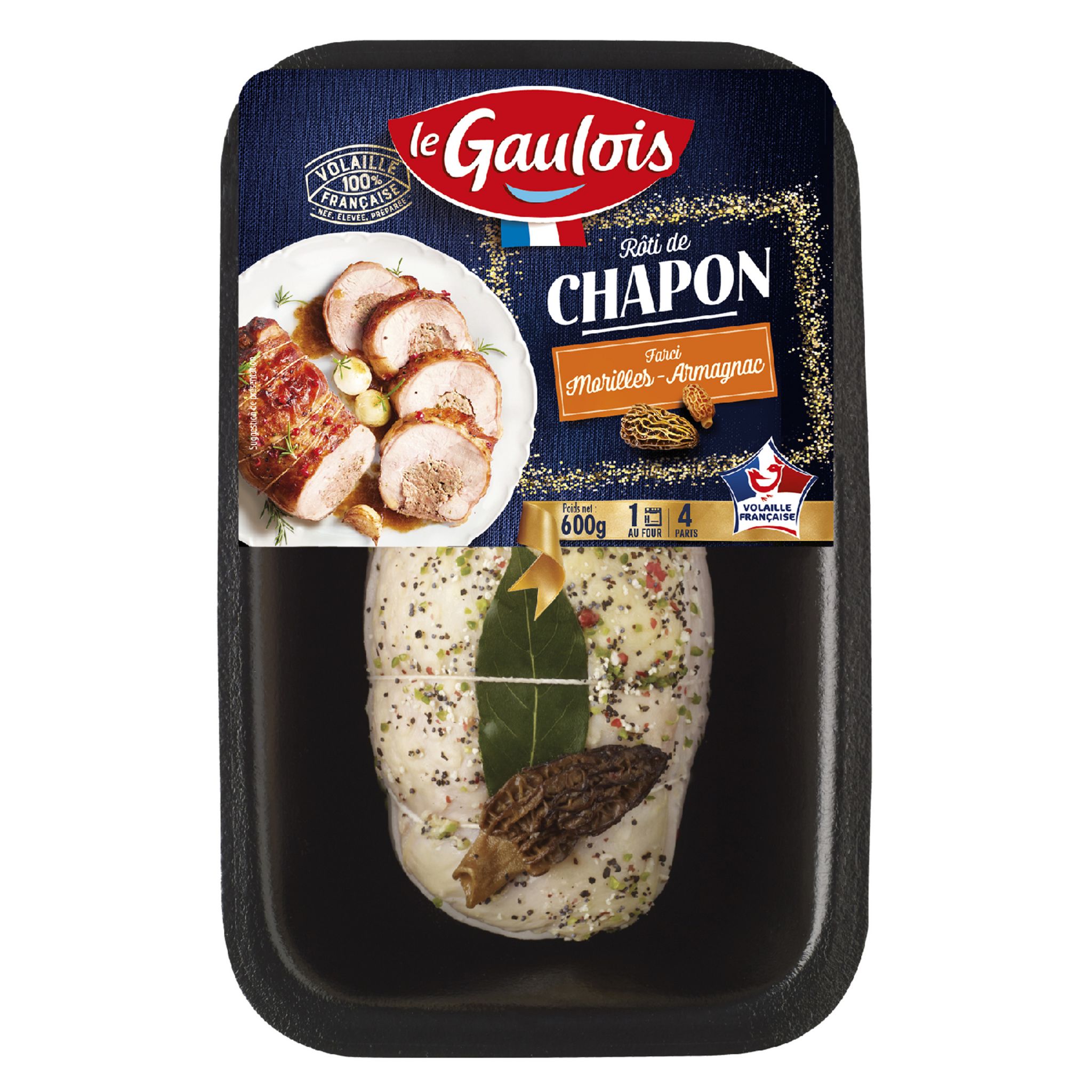 LE GAULOIS Rôti de chapon farci morilles armagnac 4 parts 600g