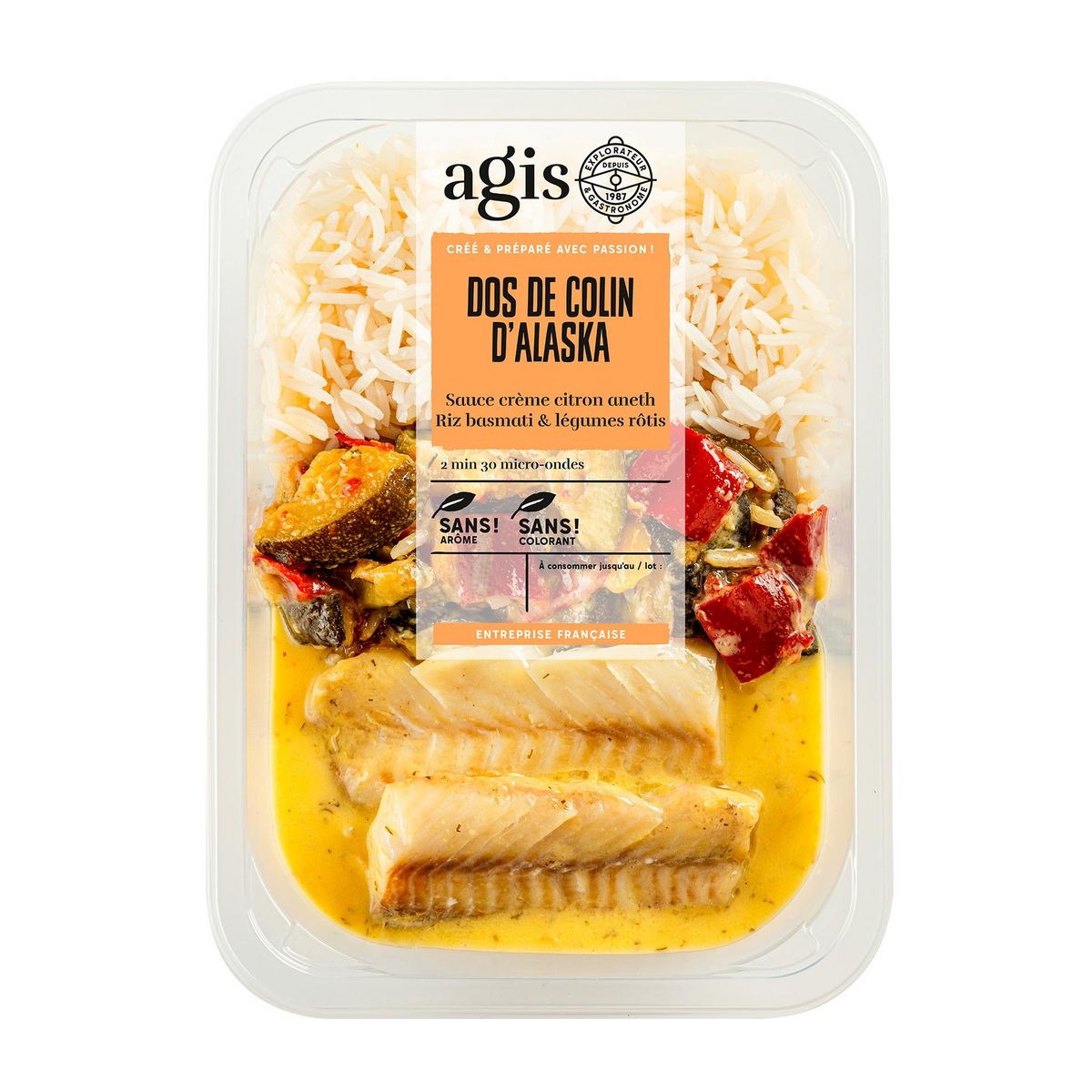 AGIS Dos de colin d'Alaska riz basmati légumes rôtis et sauce à la crème citron aneth 1 part 320g