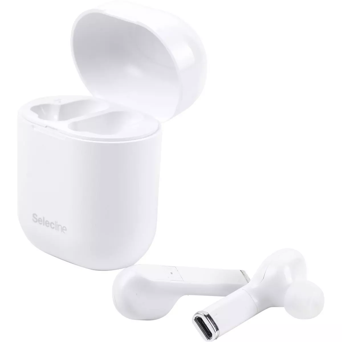 SELECLINE Écouteurs Bluetooth avec étui de recharge - Blanc - 145090
