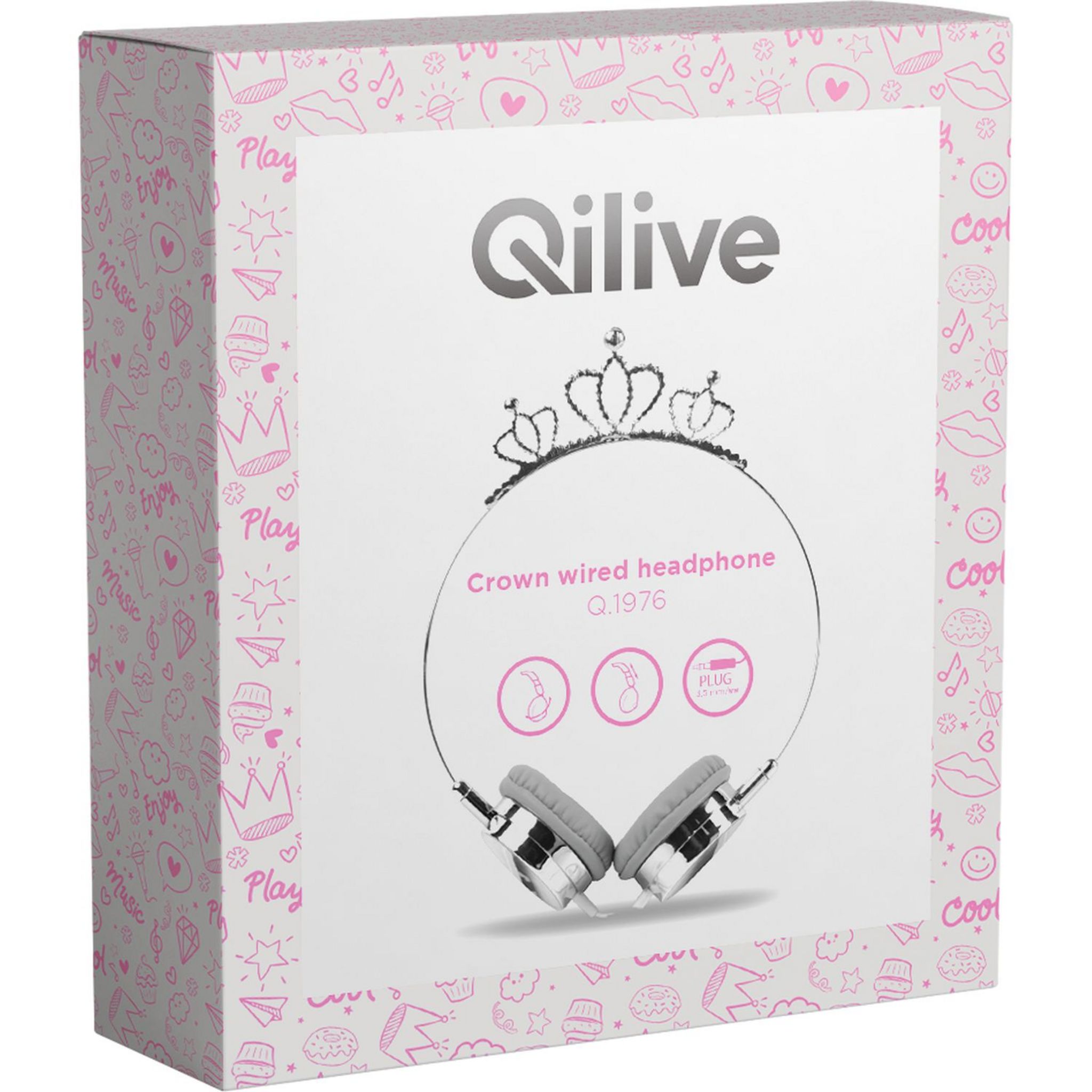 Voir la diapositive 2 : QILIVE Casque audio enfant couronne - Argent - 141837 Q.1976