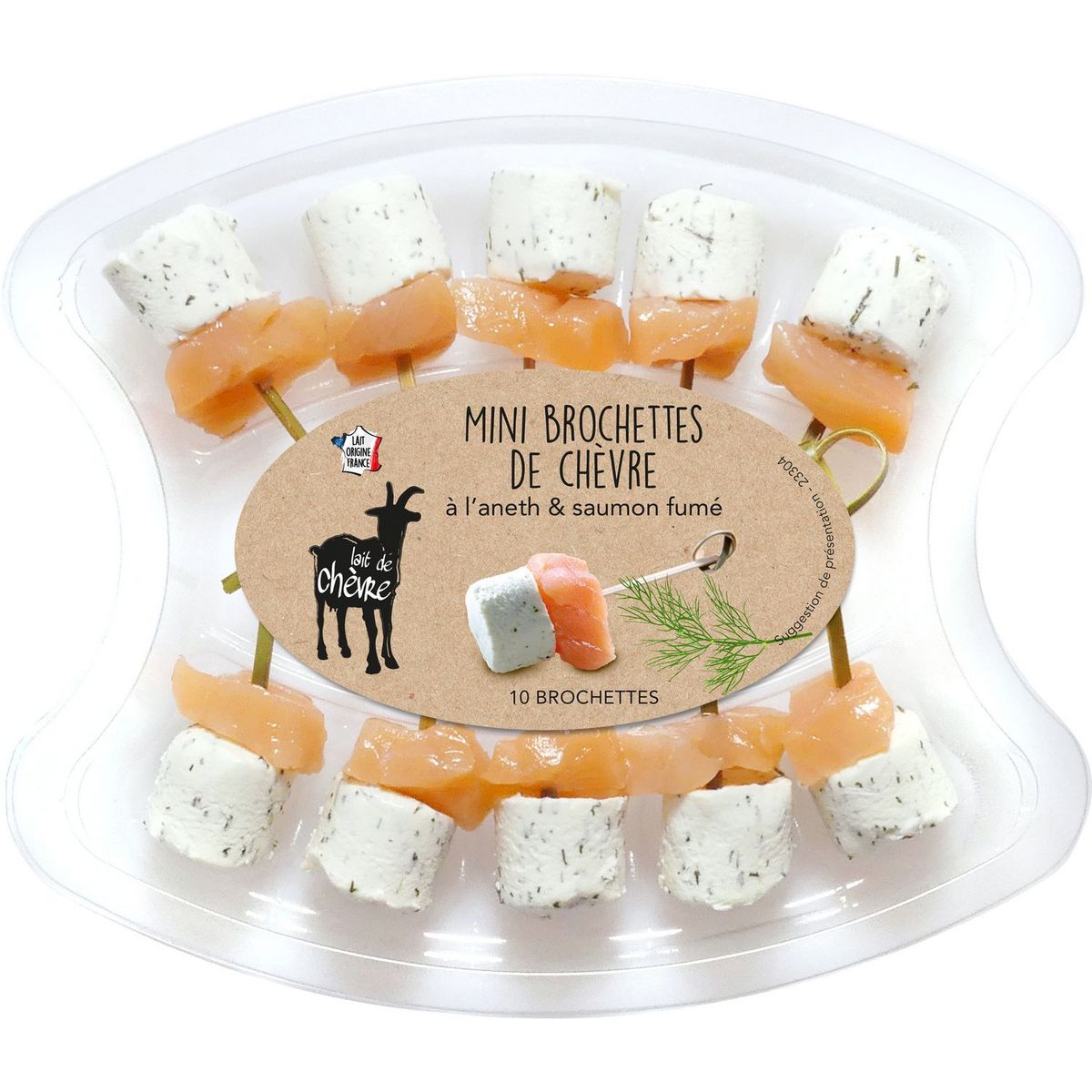 Brochettes au chèvre aneth saumon fumé 10 brochettes 90g
