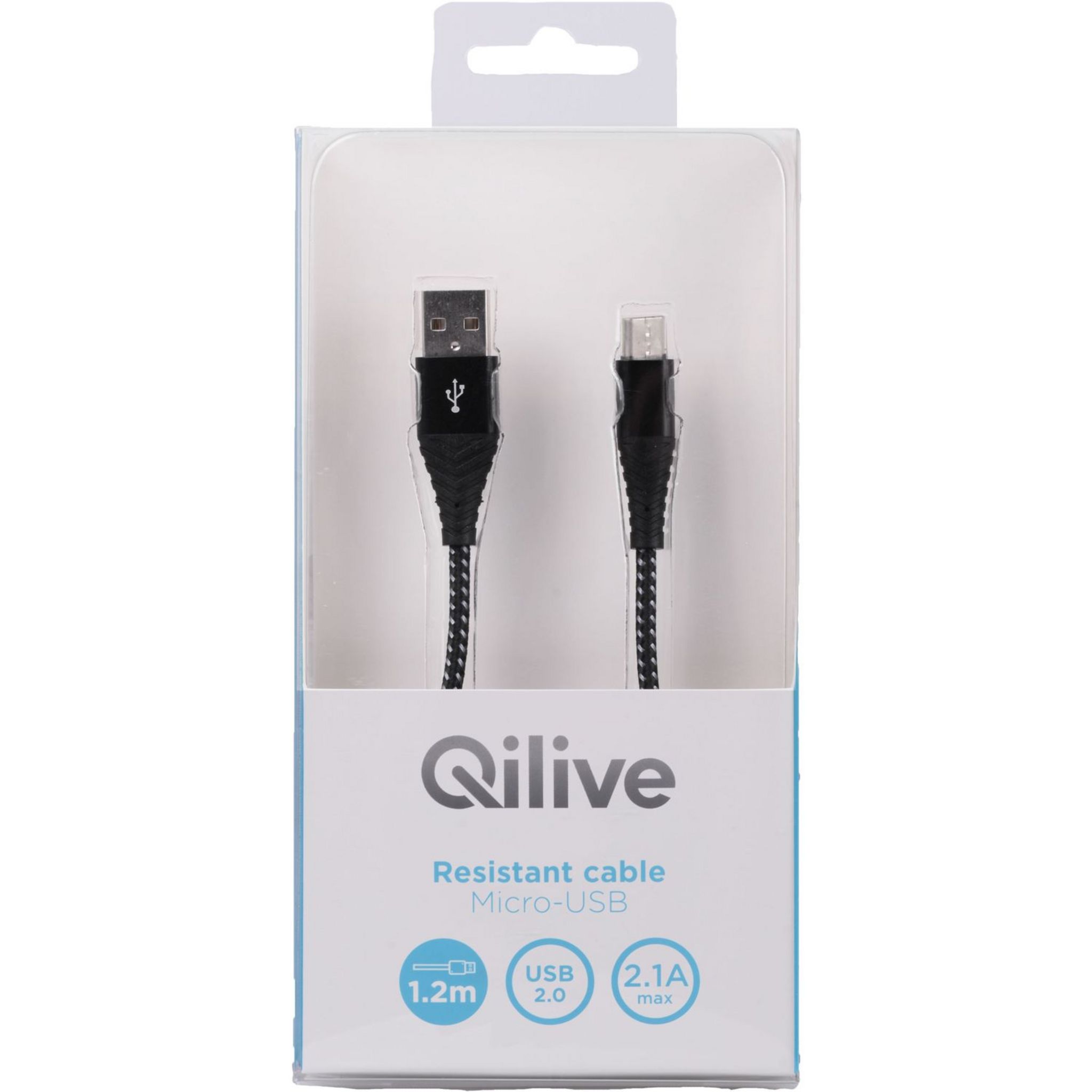 Voir la diapositive 2 : QILIVE Câble de charge USB / Micro USB Strong 1.2 m Noir