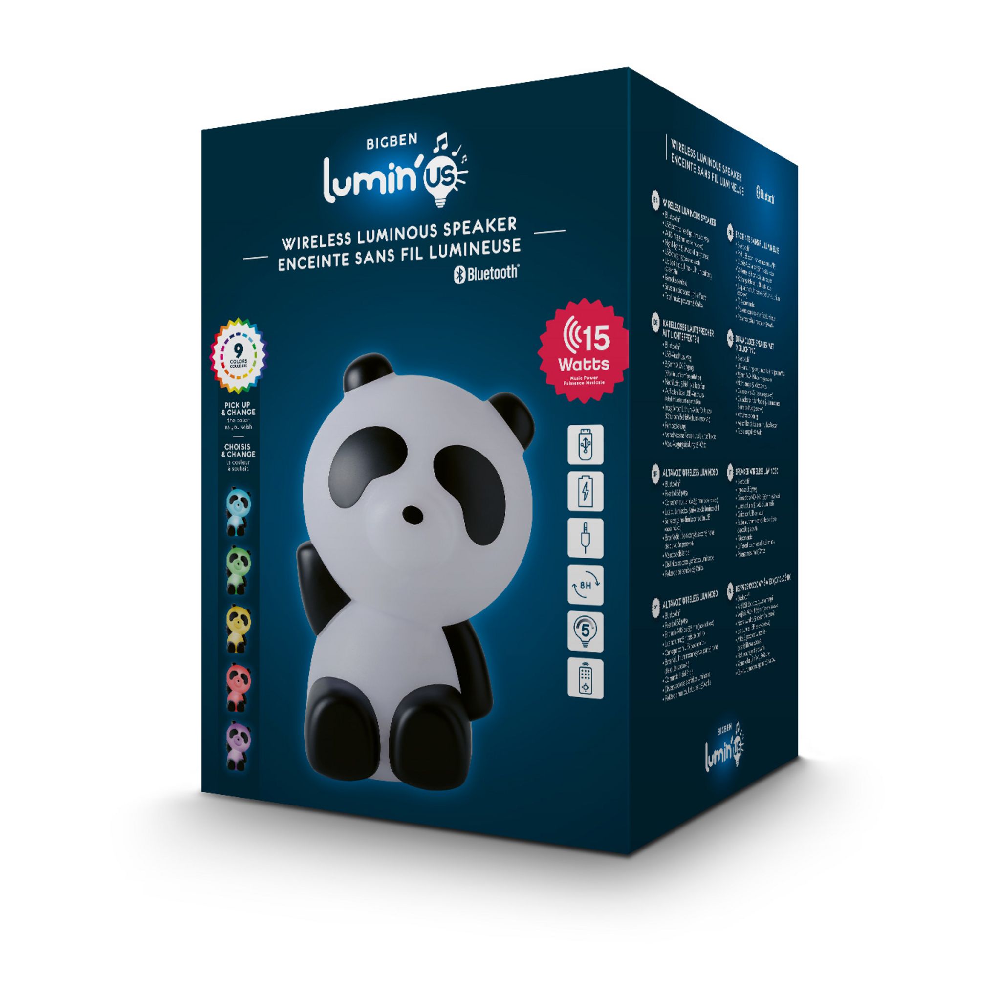 Voir la diapositive 22 : BIGBEN Enceinte portable Bluetooth lumineuse - Noir / blanc - Luminus Panda