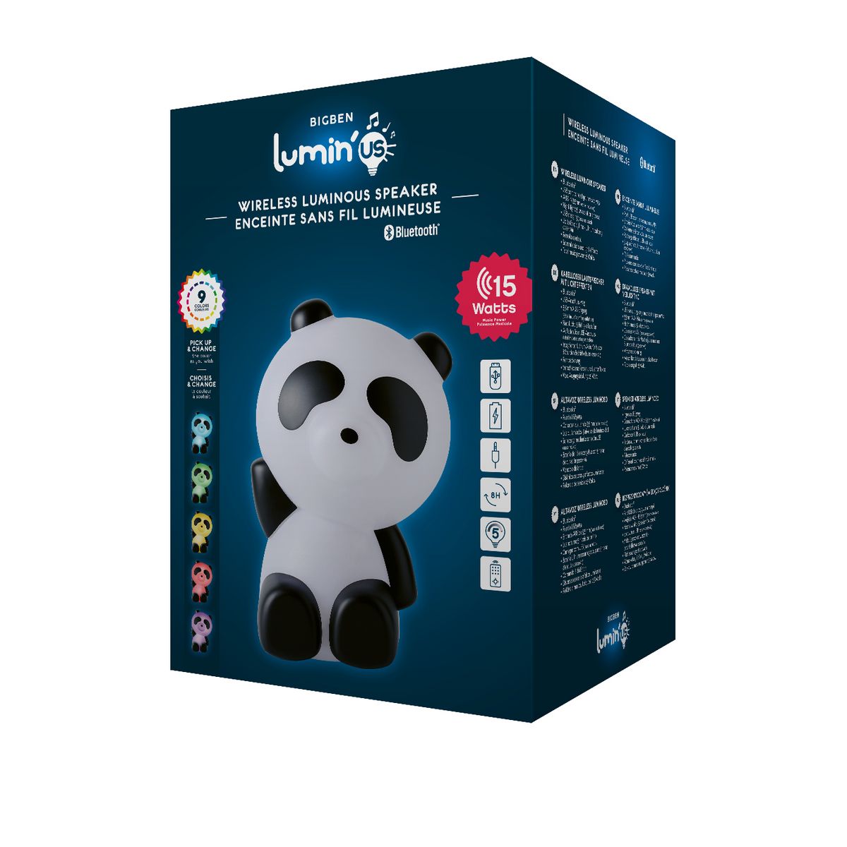 BIGBEN Enceinte portable Bluetooth lumineuse - Noir / blanc - Luminus Panda