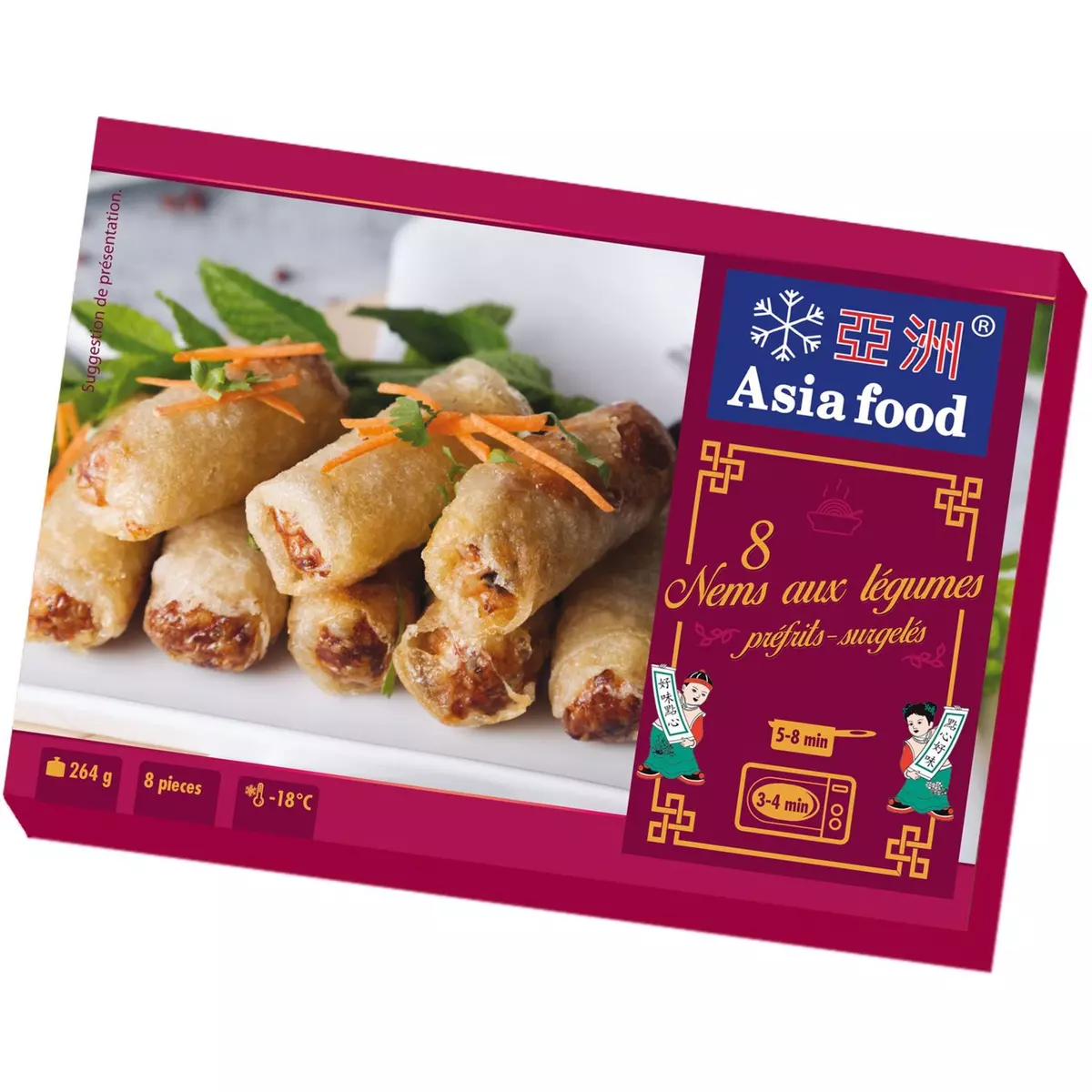 ASIA FOOD Nems aux légumes et sauce 8 pièces 264g