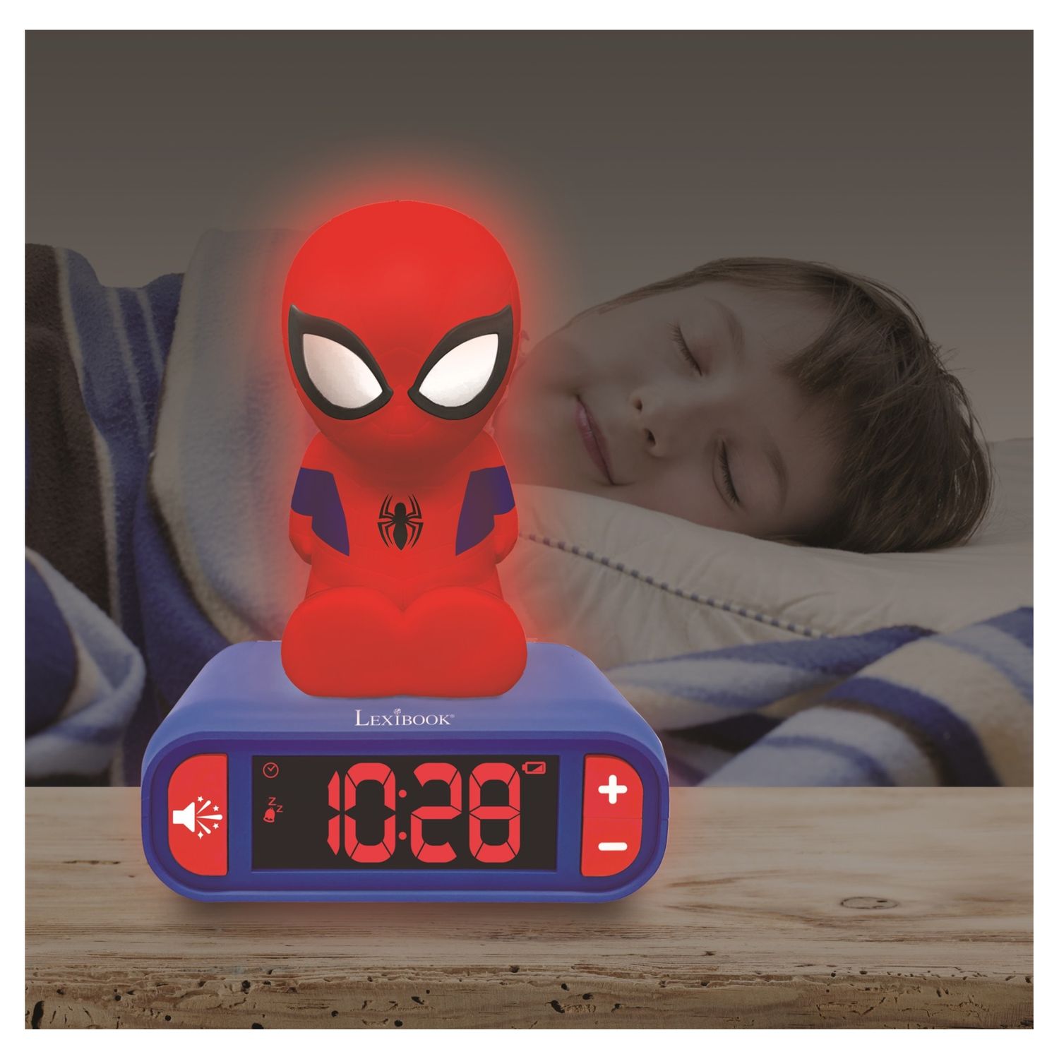 Voir la diapositive 2 : LEXIBOOK Réveil veilleuse Spider-Man - Rouge/bleu - TRL800SP