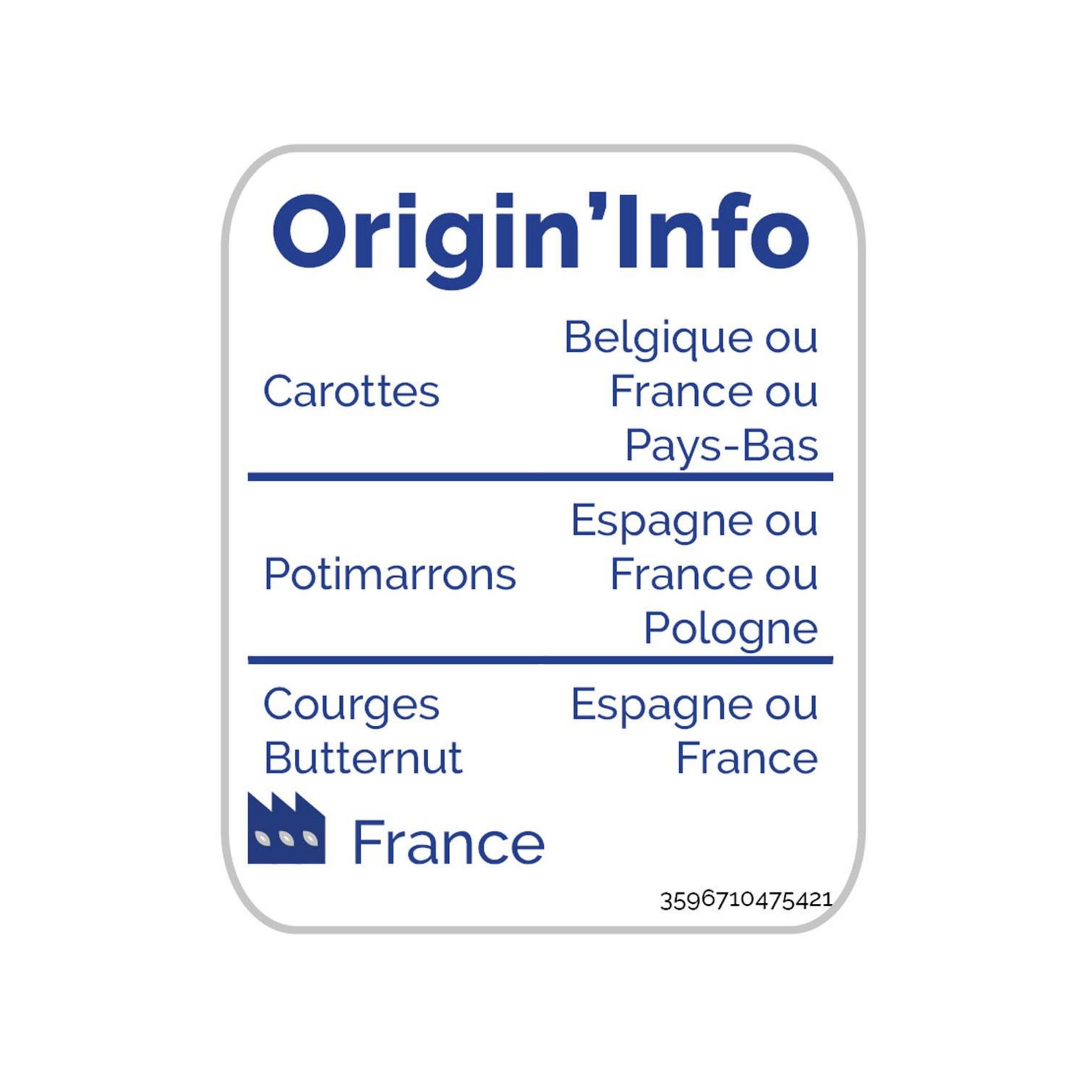 Voir la diapositive 2 : AUCHAN BIO Purée de carotte potimarron et courge butternut 3 portions 600g