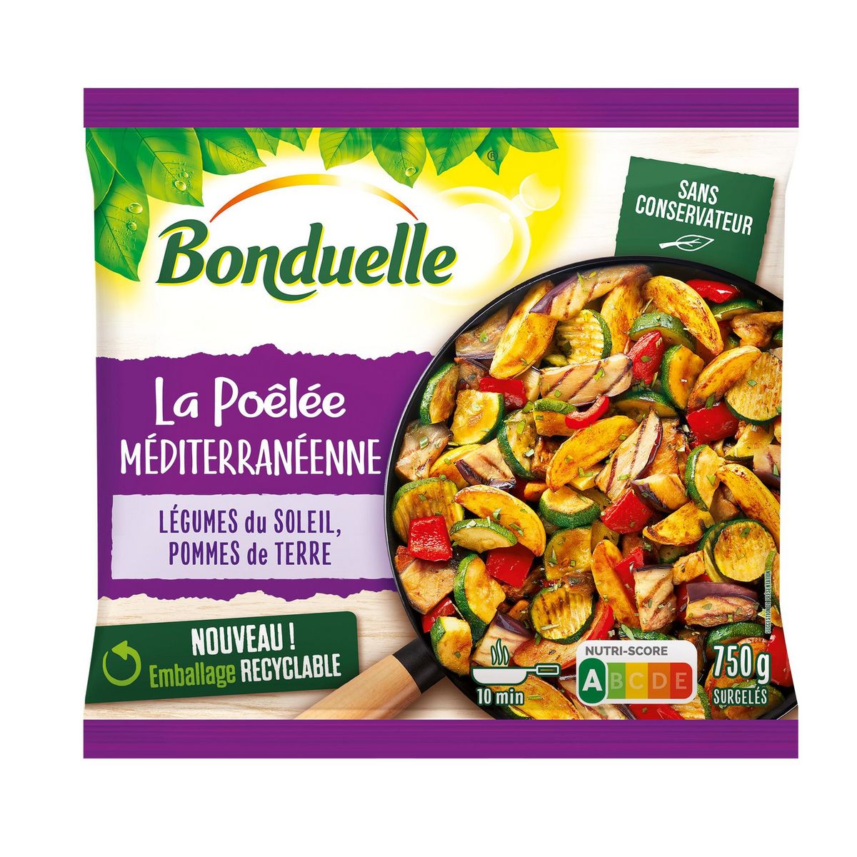 BONDUELLE La Poêlée méditerranéenne 5 portions 750g