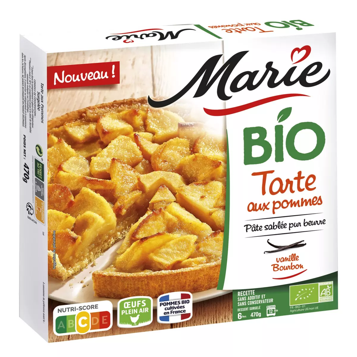 MARIE Tarte aux pommes bio 6 portions 470g