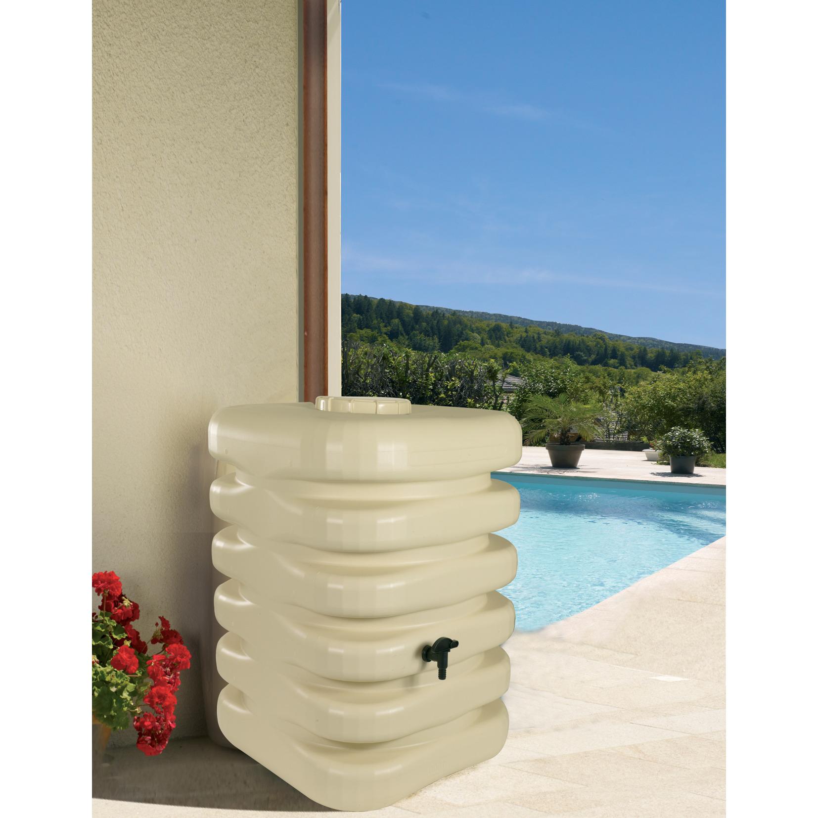 Voir la diapositive 2 : Récupérateur d'eau Beige - 350L - CUBIQUE