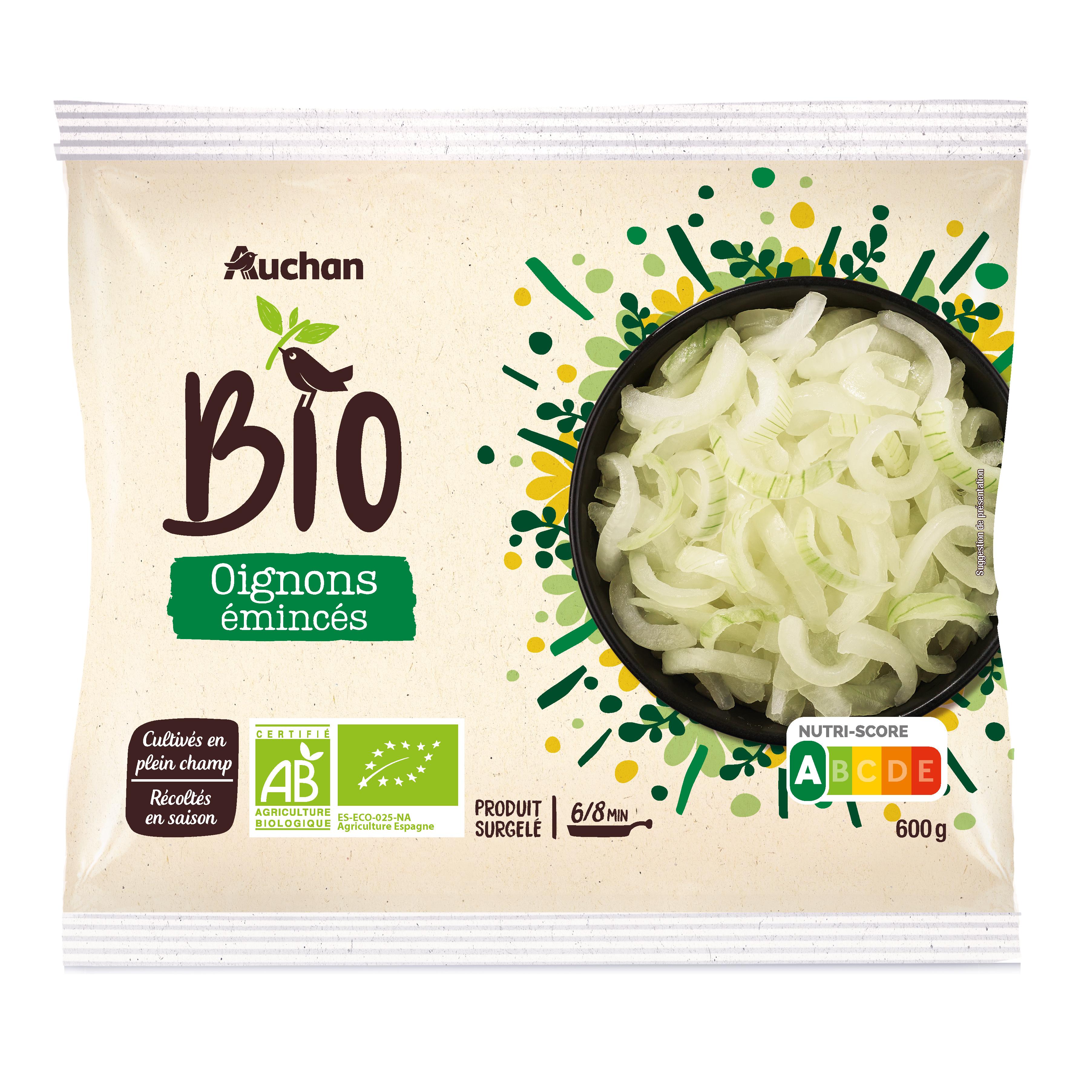 Voir la diapositive 3 : AUCHAN BIO Oignons émincés 10 portions 600g