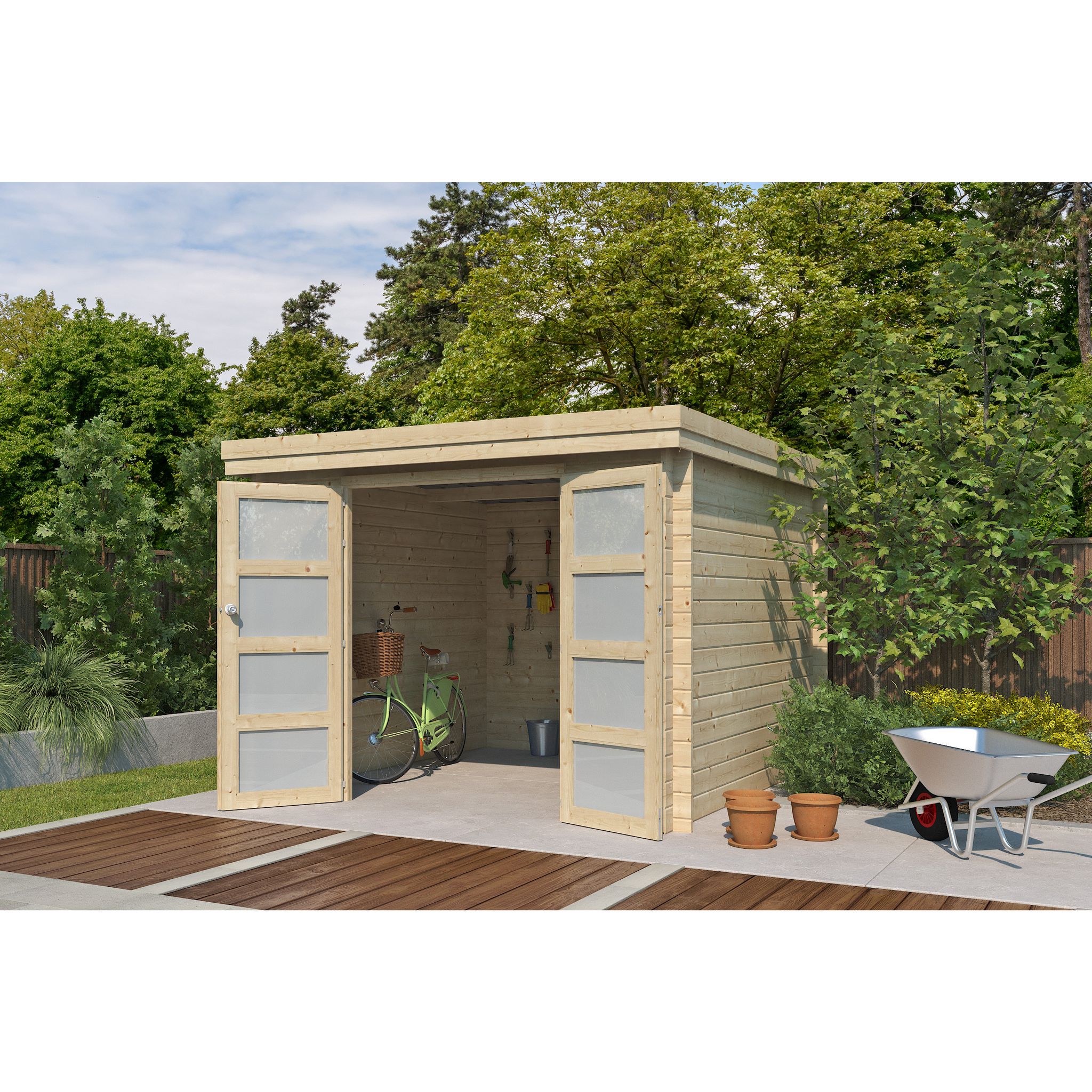 Voir la diapositive 4 : Abri de jardin bois - toit plat - 7,26m² - APETINA