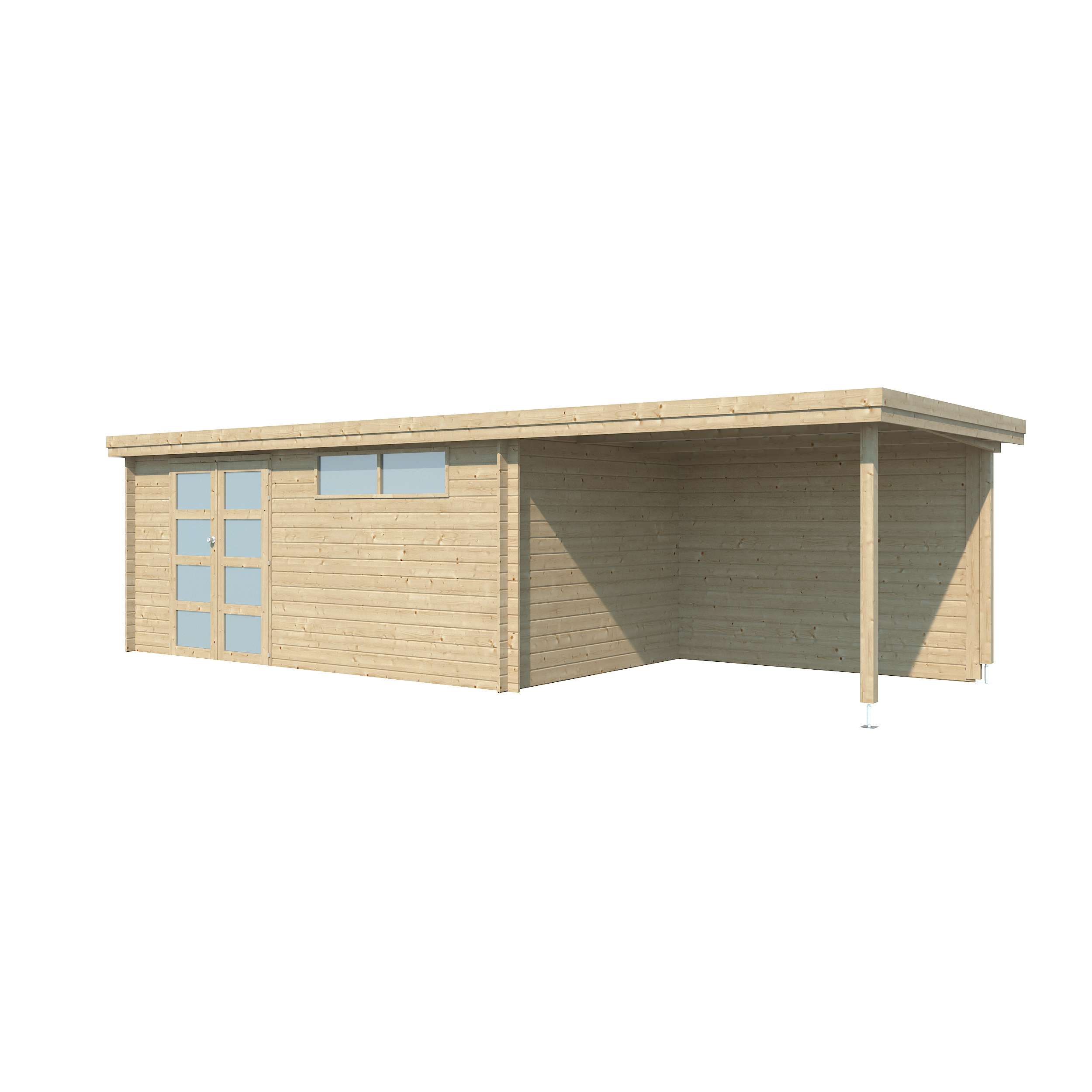 Voir la diapositive 2 : GARDENAS Abri de jardin bois - Toit plat - 21m² - APETINA