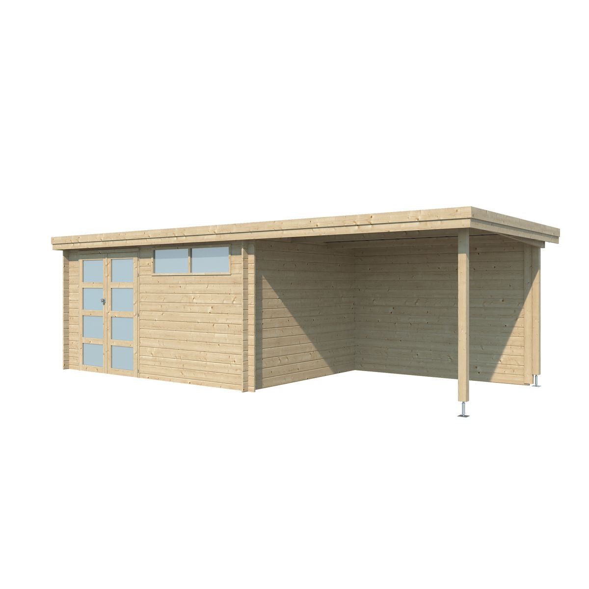 GARDENAS Abri de jardin bois - Toit plat - 18,67m² - APETINA