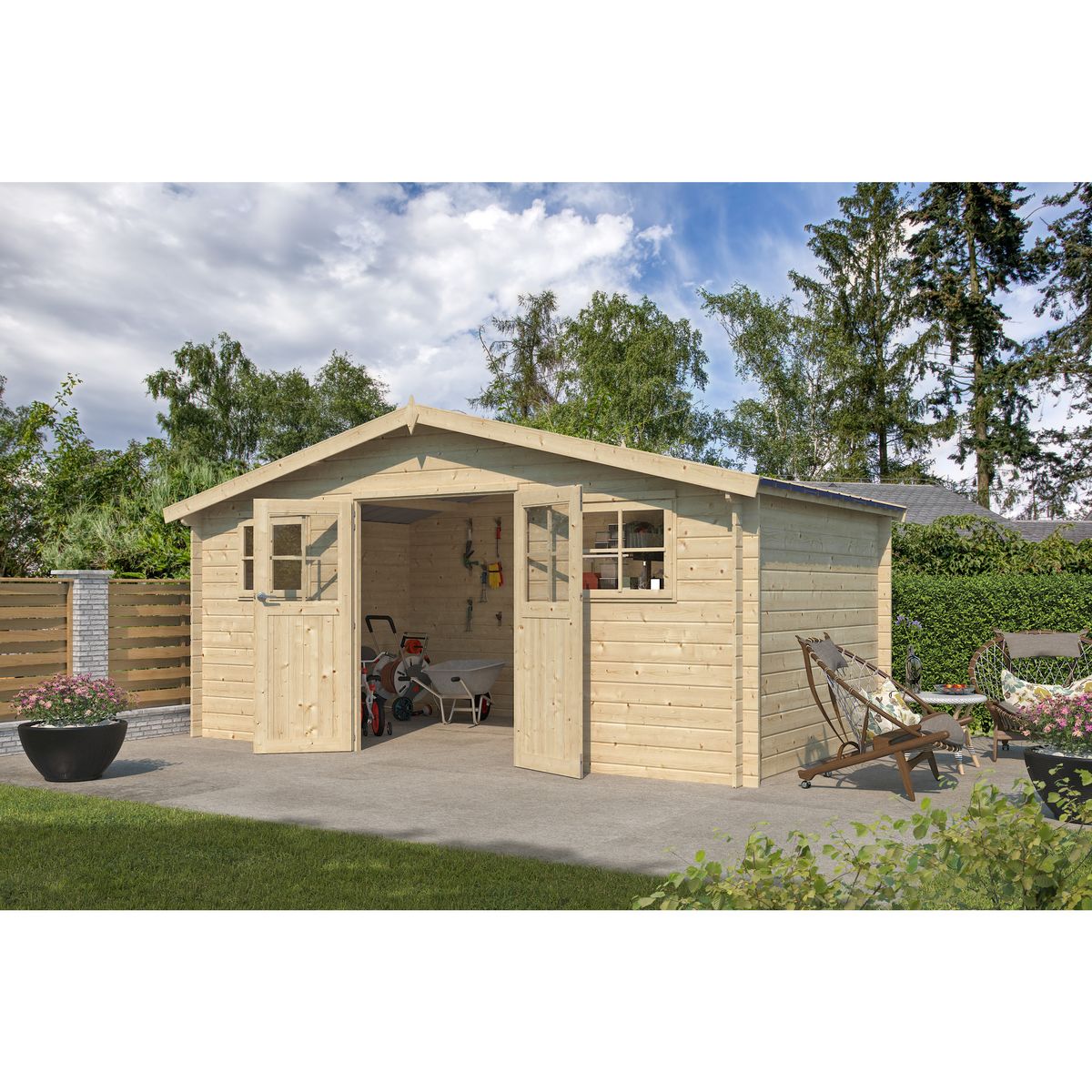 GARDENAS Abri de jardin bois - 12,9m² - LUPA