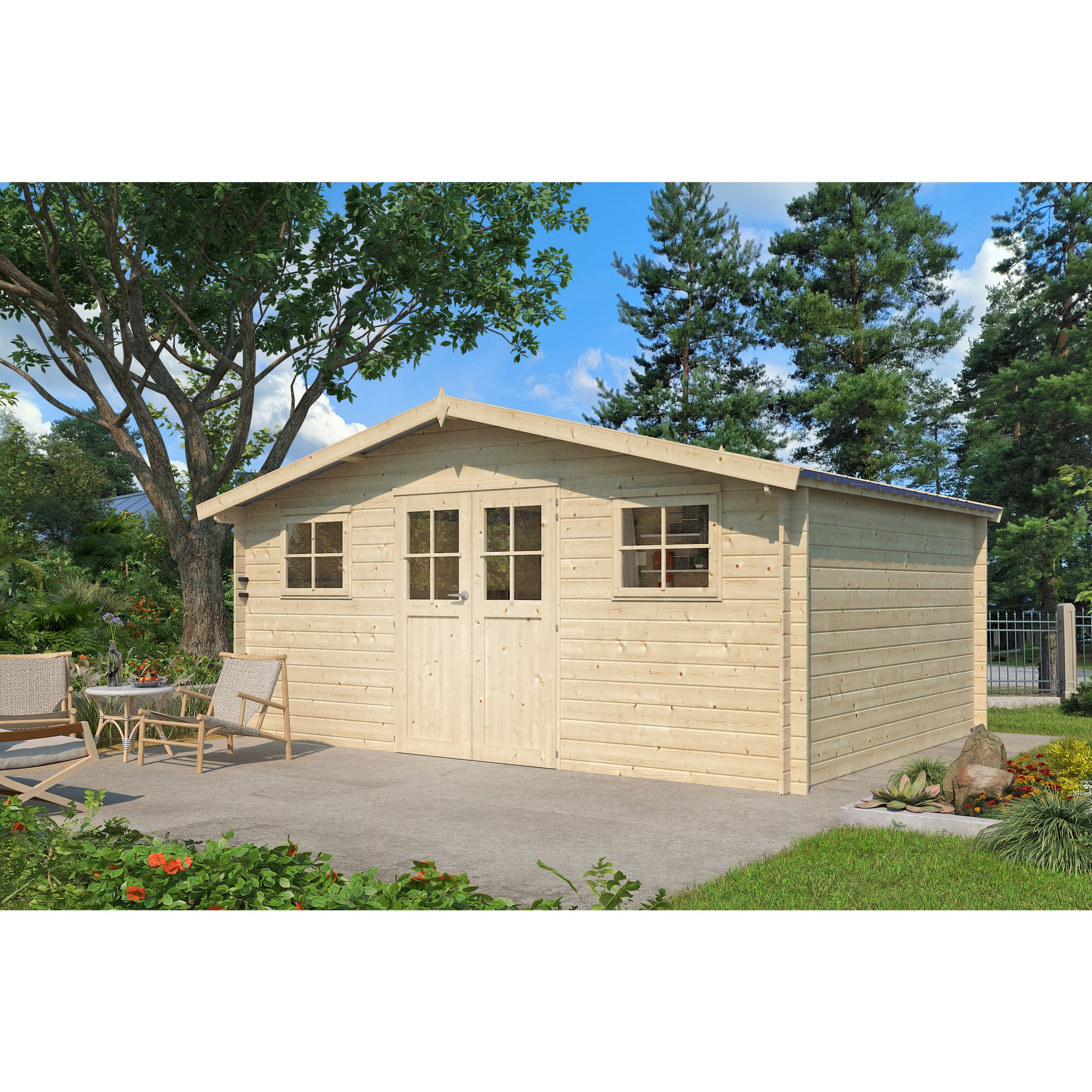 Voir la diapositive 3 : GARDENAS Abri de jardin bois - 17,2m² - NINO