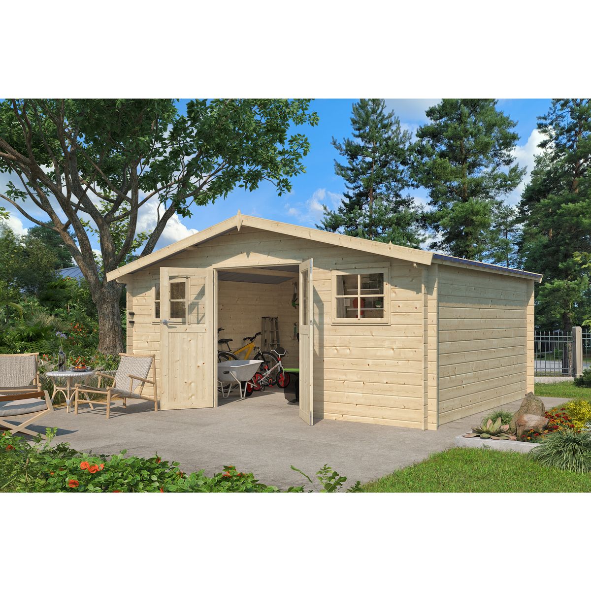 GARDENAS Abri de jardin bois - 17,2m² - NINO