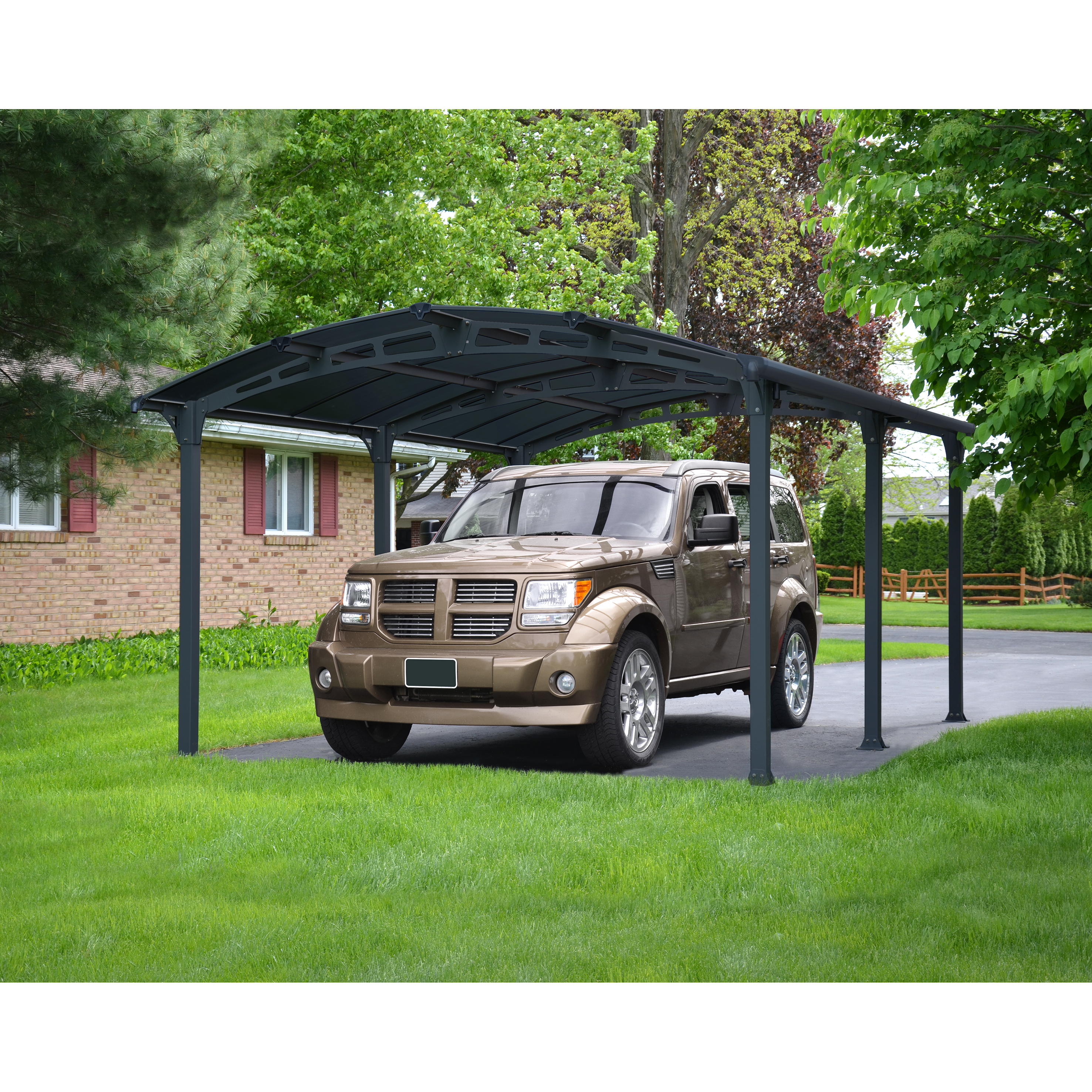 Voir la diapositive 5 : Carport en aluminium ARCADIA 5000 - 18 m² - Gris