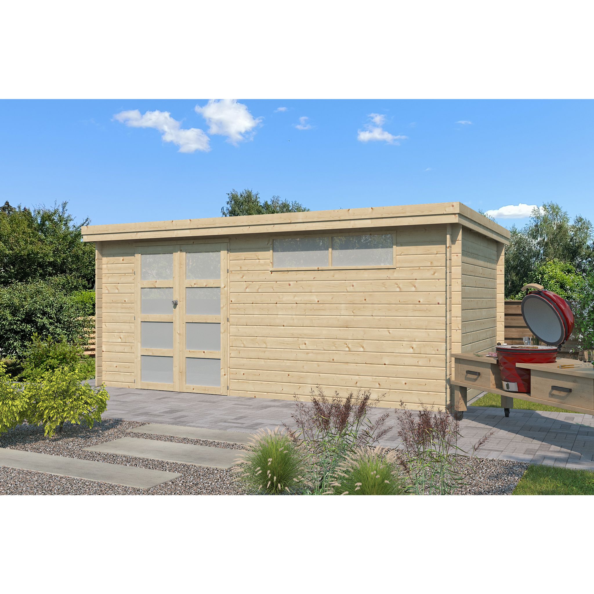 Voir la diapositive 3 : GARDENAS Abri de jardin bois - toit plat - 12,92m² - APETINA