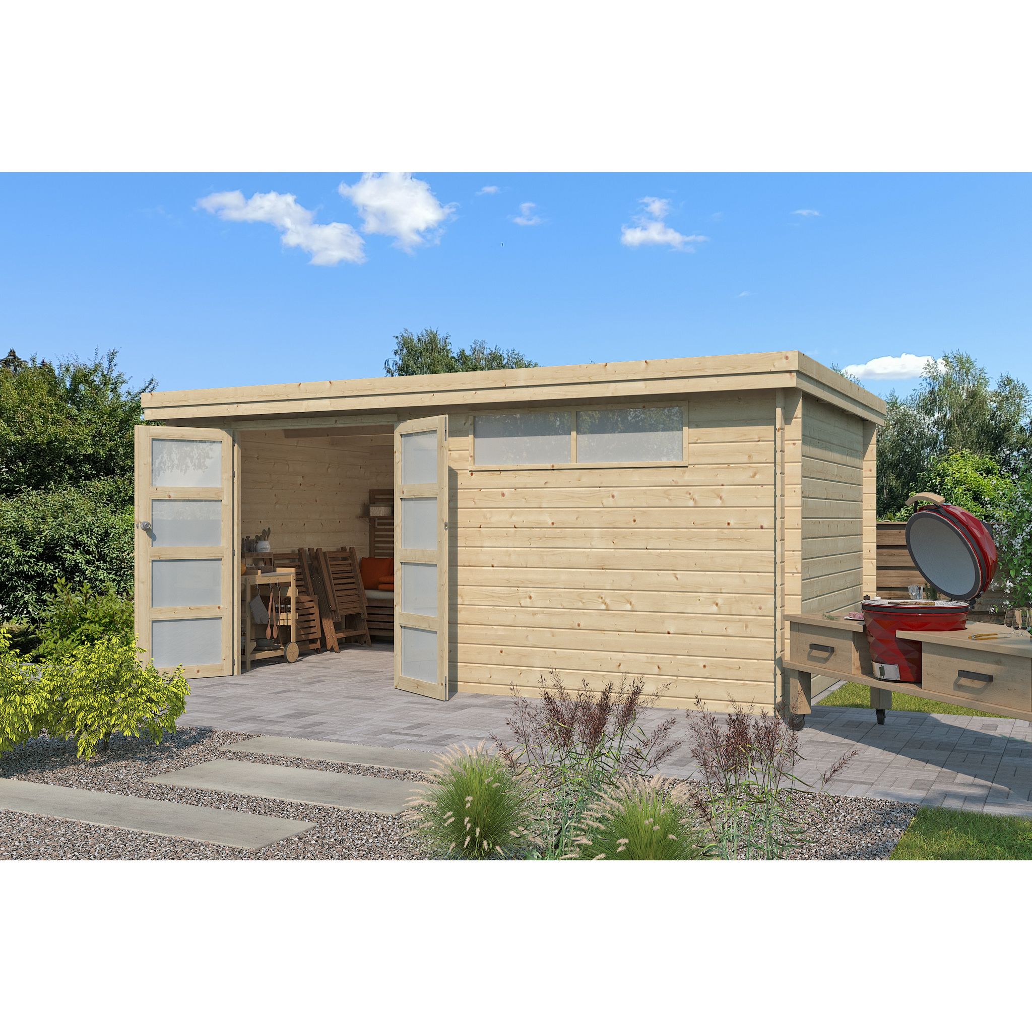 Voir la diapositive 4 : GARDENAS Abri de jardin bois - toit plat - 12,92m² - APETINA