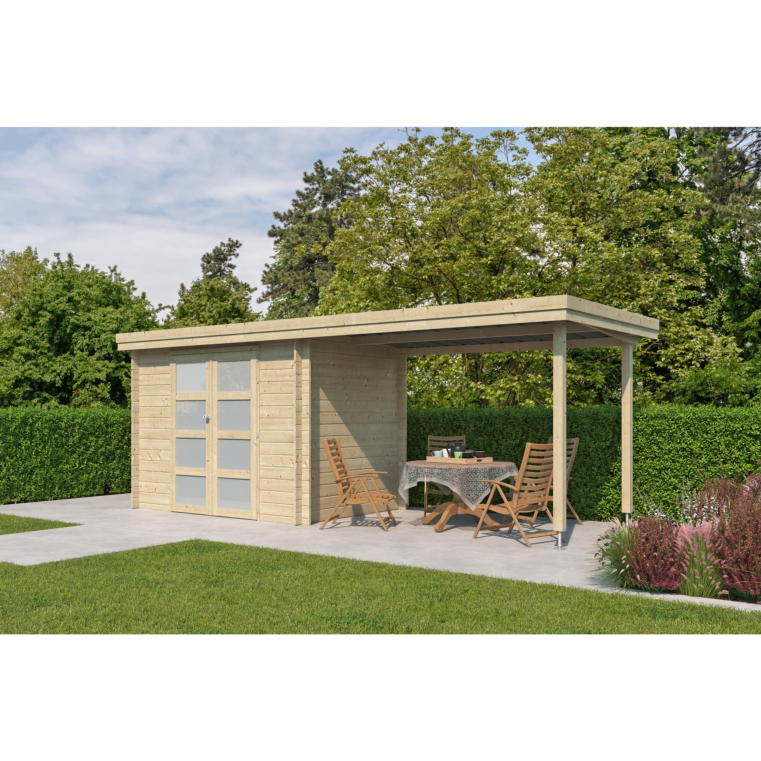 Voir la diapositive 3 : GARDENAS Abri de jardin bois - toit plat - 10,29m² - APETINA