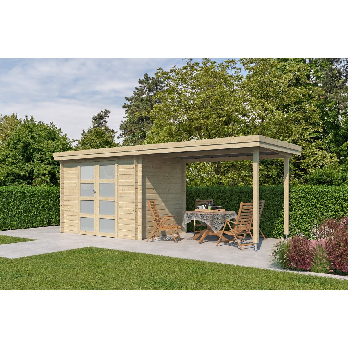 GARDENAS Abri de jardin bois - toit plat - 10,29m² - APETINA