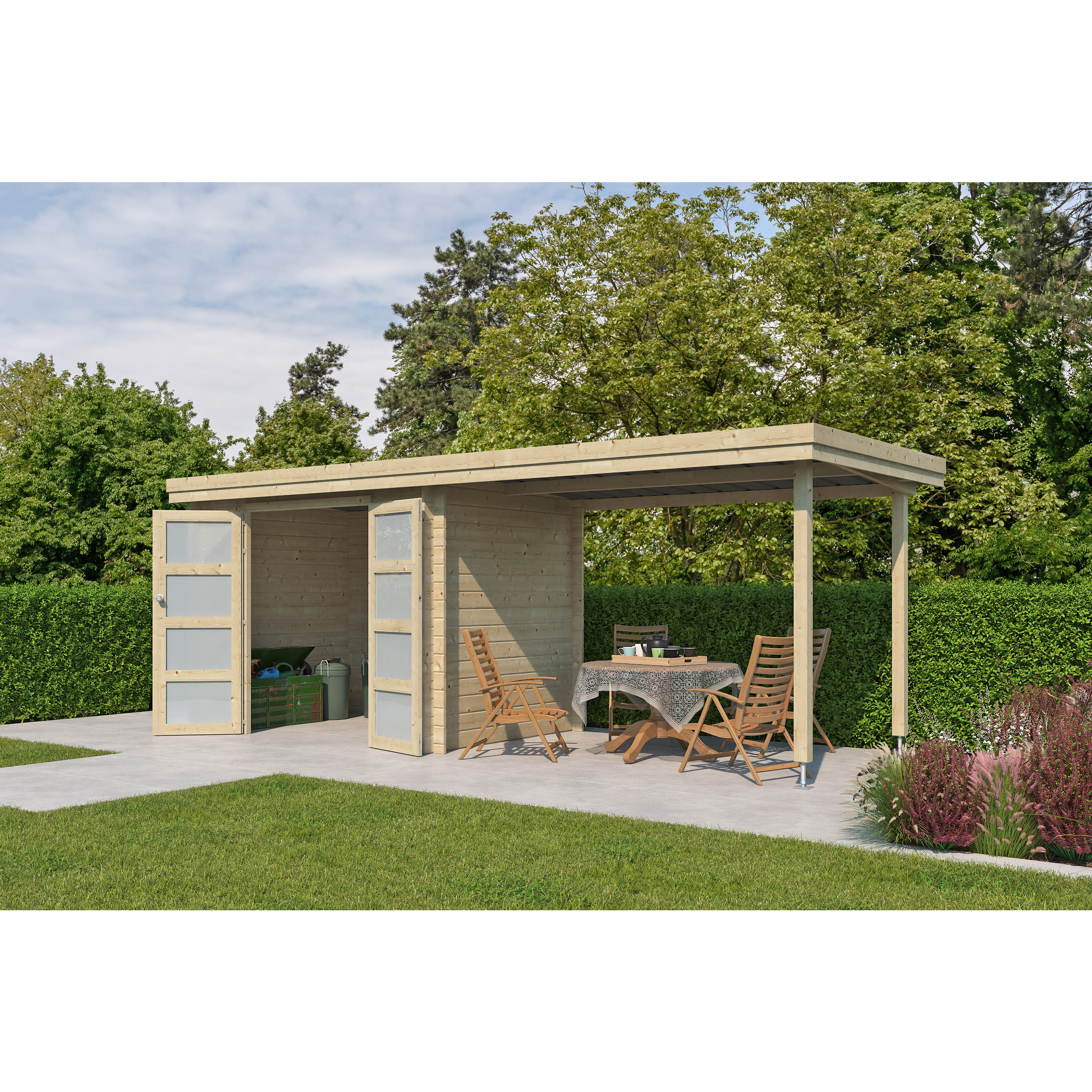 Voir la diapositive 4 : GARDENAS Abri de jardin bois - toit plat - 10,29m² - APETINA