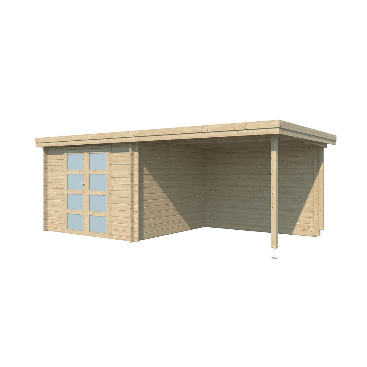GARDENAS Abri de jardin bois - Toit plat - 15,44m² - APETINA