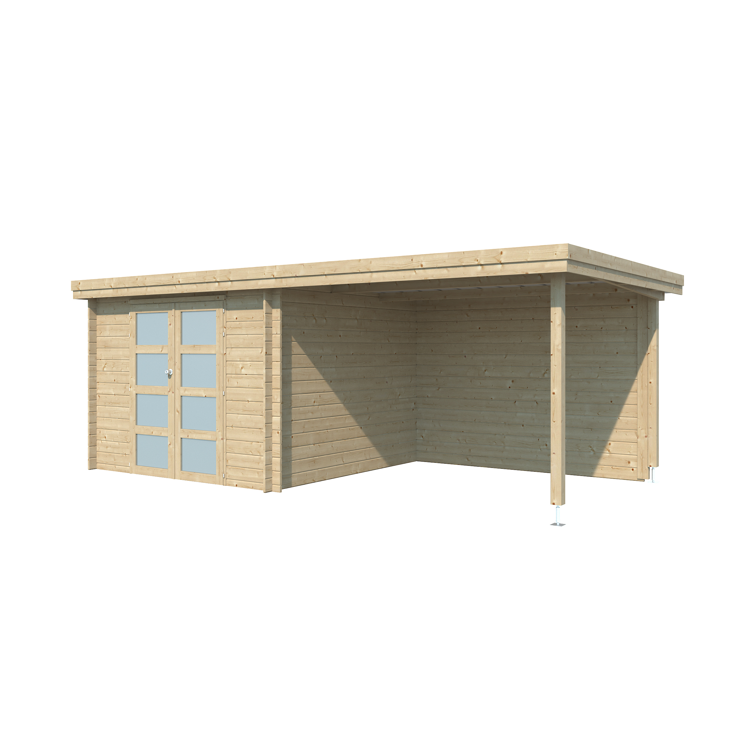 Voir la diapositive 2 : GARDENAS Abri de jardin bois - Toit plat - 15,44m² - APETINA