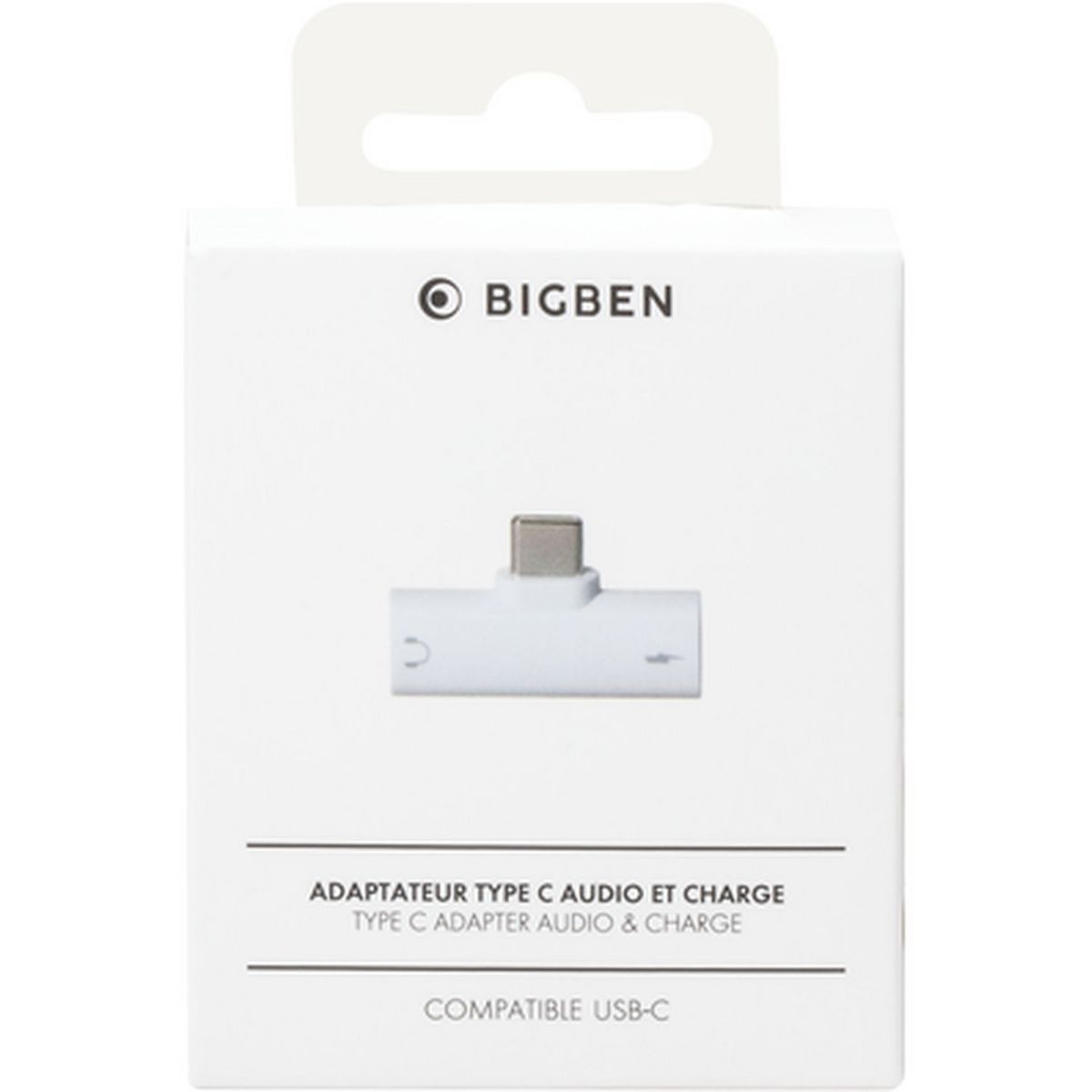 BIGBEN Adaptateur USB-C / USB-C / Jack 3.5 mm Audio Blanc