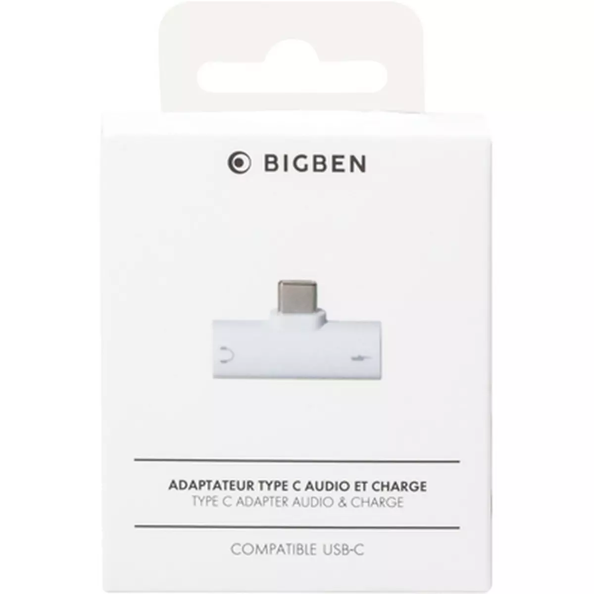BIGBEN Adaptateur USB-C / USB-C / Jack 3.5 mm Audio Blanc