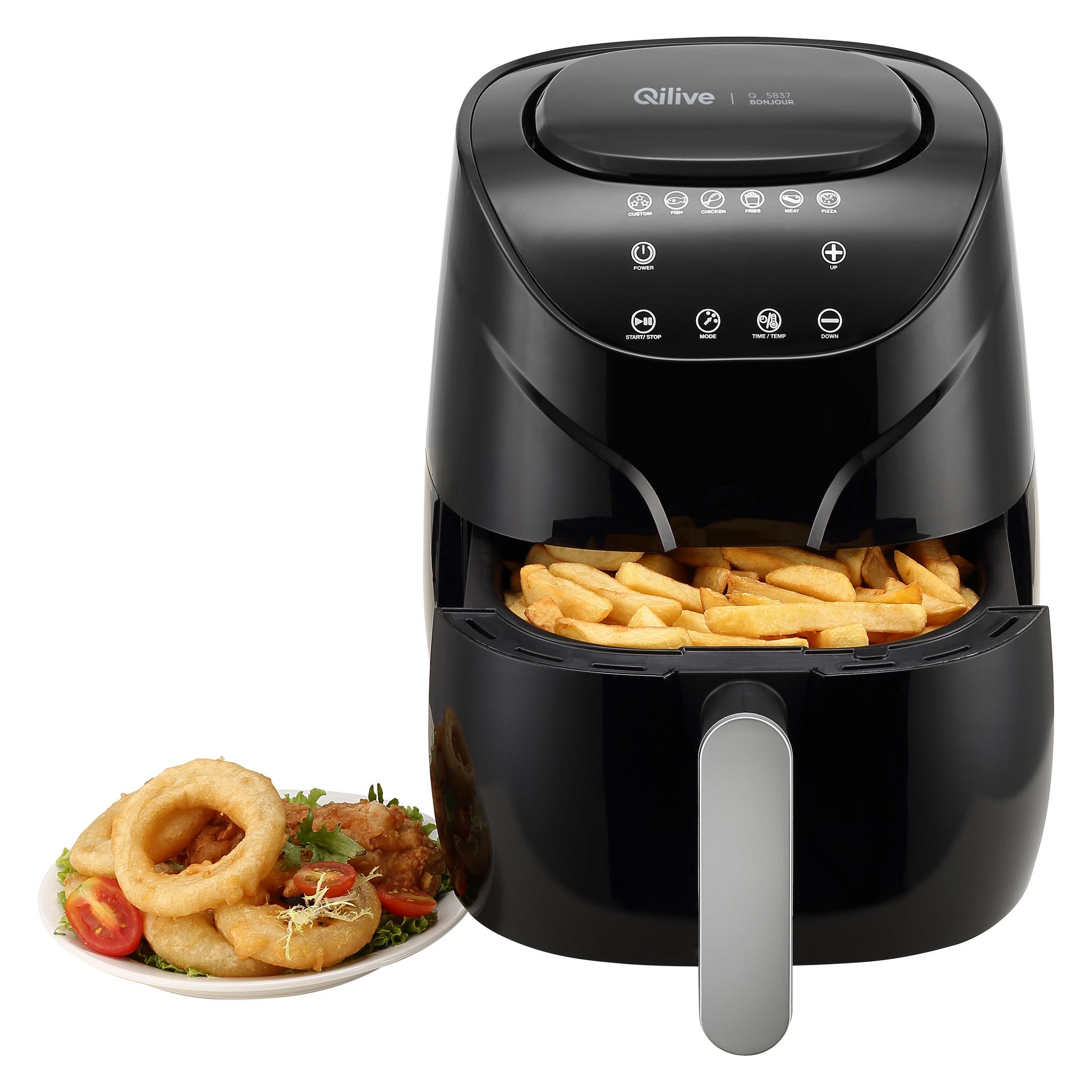 Voir la diapositive 2 : QILIVE Friteuse électrique sans huile à air chaud 152861 - Noir