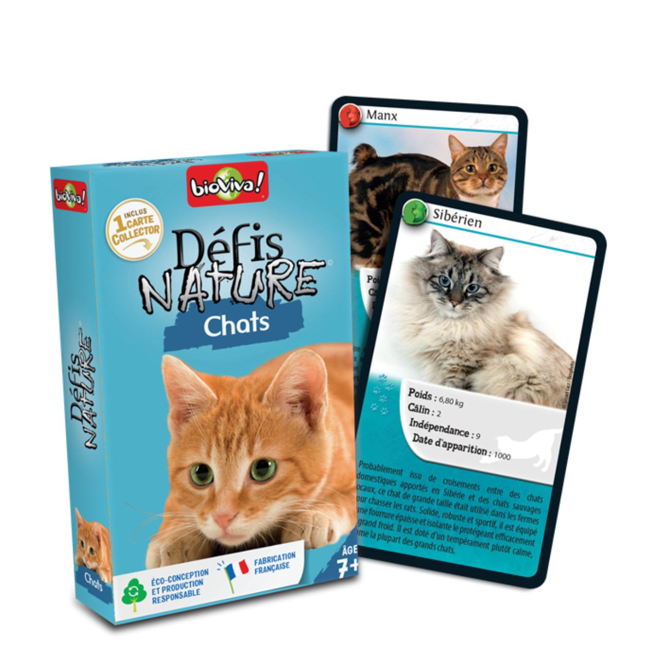Voir la diapositive 2 : BIOVIVA Pack cartes Défi Nature Chats inclus une carte collector