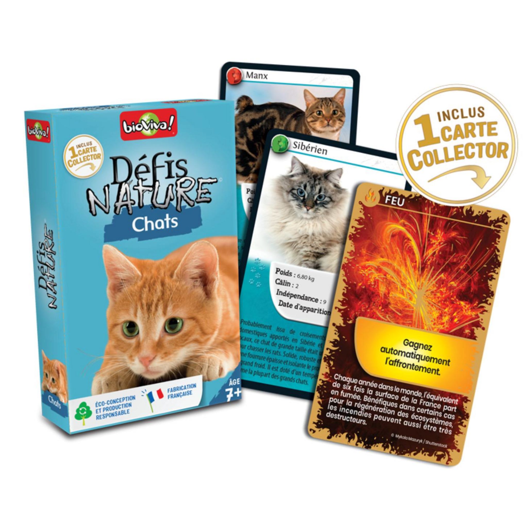 Voir la diapositive 4 : BIOVIVA Pack cartes Défi Nature Chats inclus une carte collector