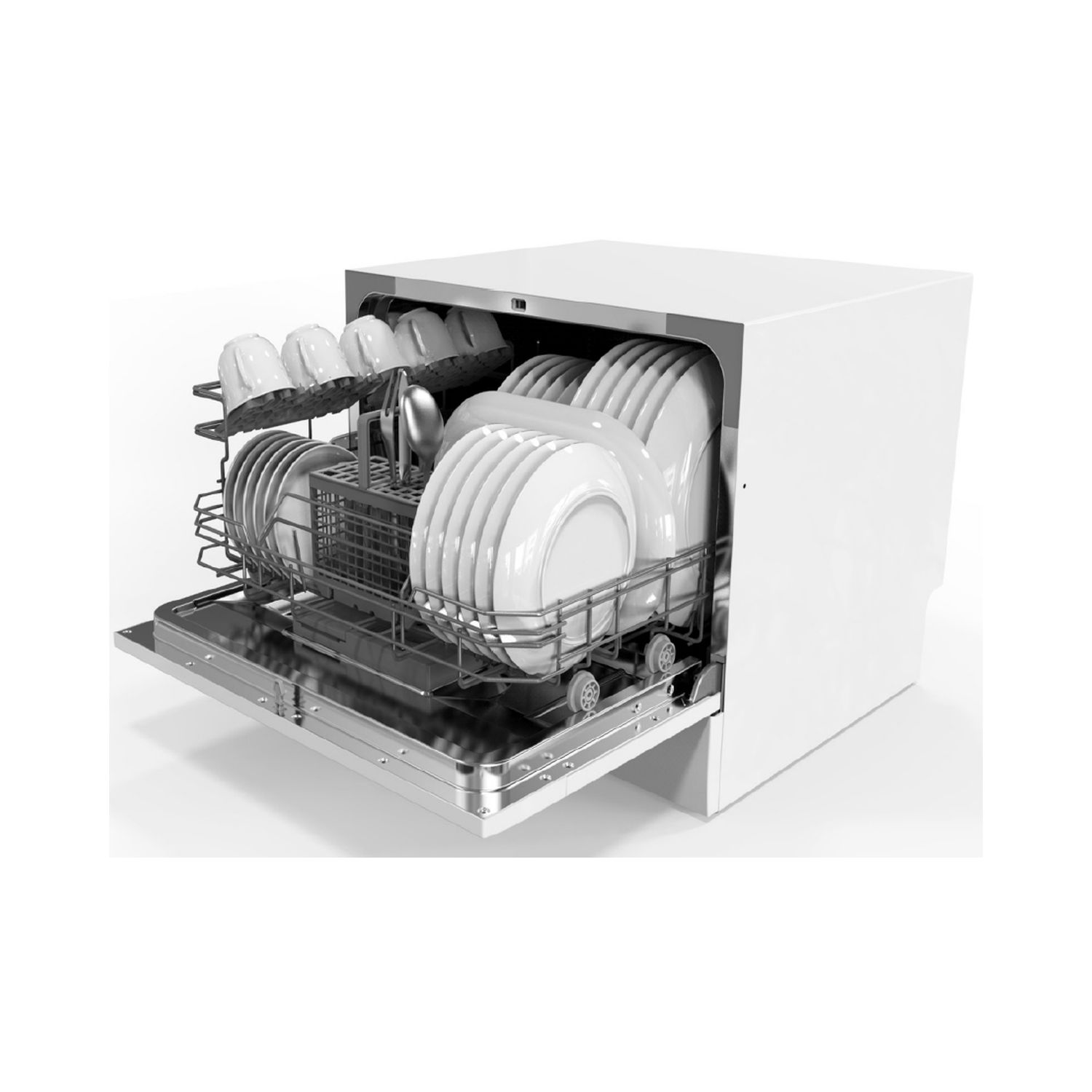 Voir la diapositive 2 : QILIVE Lave vaisselle pose libre 145107, 6 couverts, 55 cm, 49 d, 6 programmes