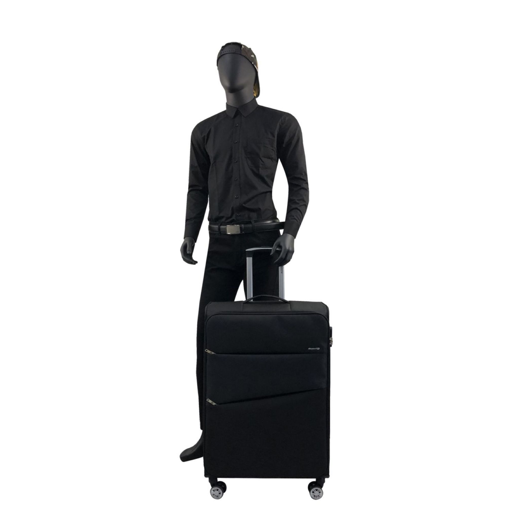 Voir la diapositive 9 : AIRPORT Grande Valise souple noire Perfeckto 75x46x27cm