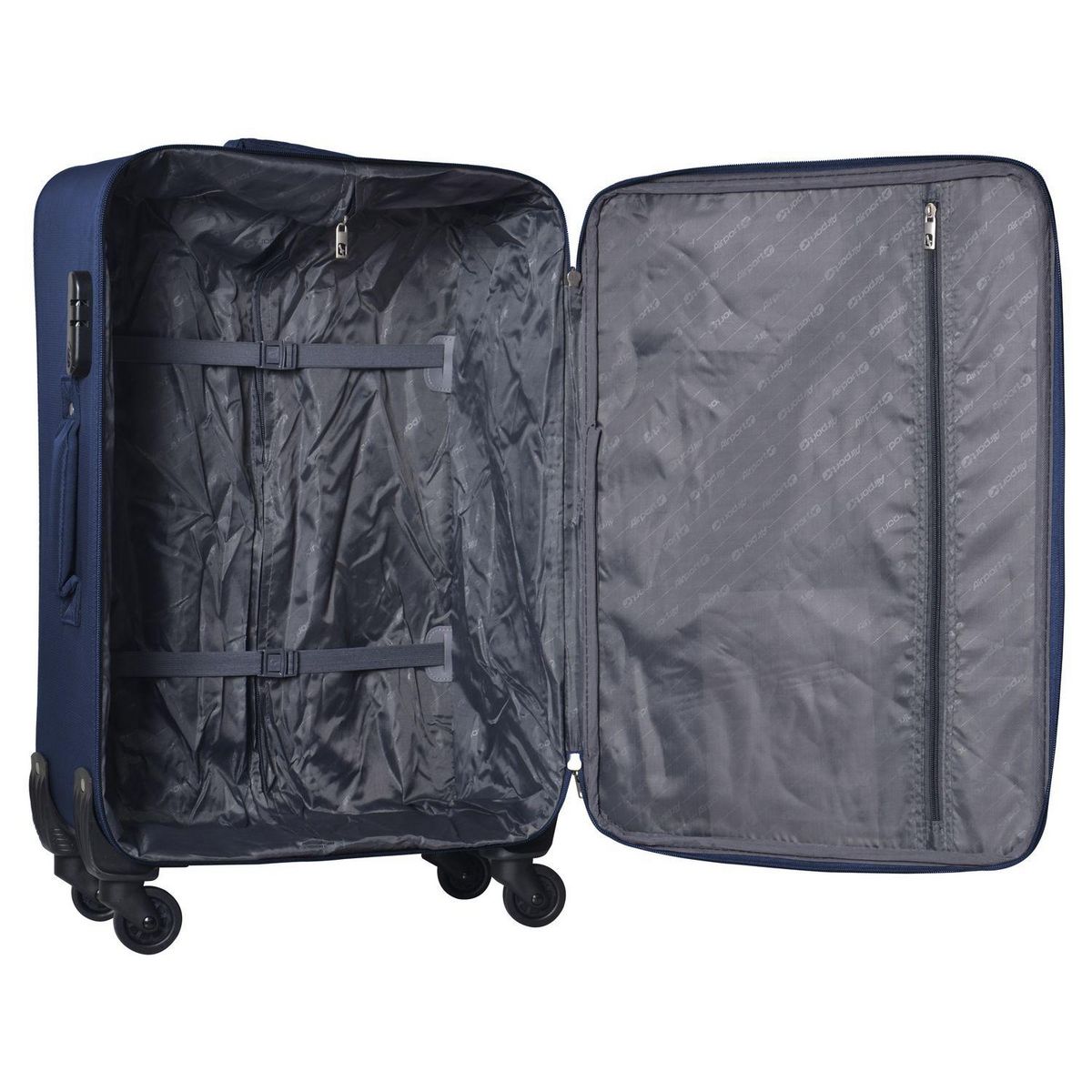 AIRPORT Valise cabine souple 55cm 4 roues FLYLINE - bleu foncé
