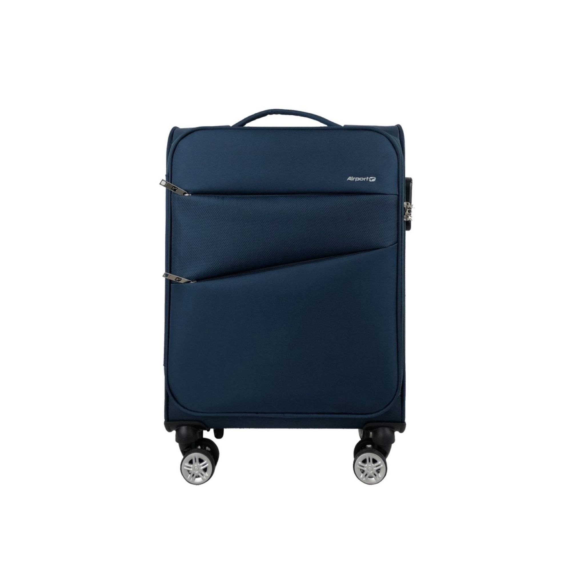 Voir la diapositive 2 : AIRPORT Valise cabine souple bleue foncé Perfeckto 55x35x20cm
